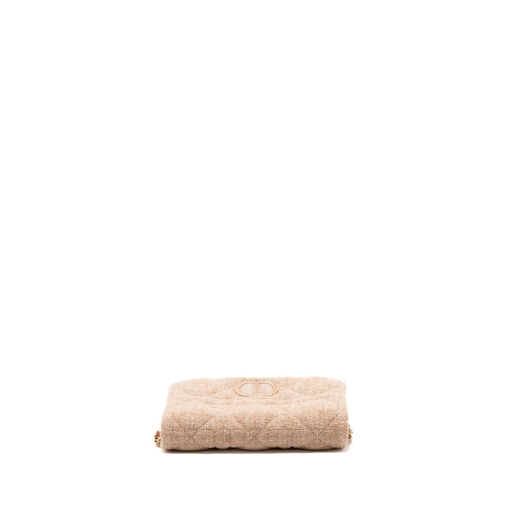 DIOR CARO POUCH CANVAS LIGHT PINK WITH PINK HARDWARE