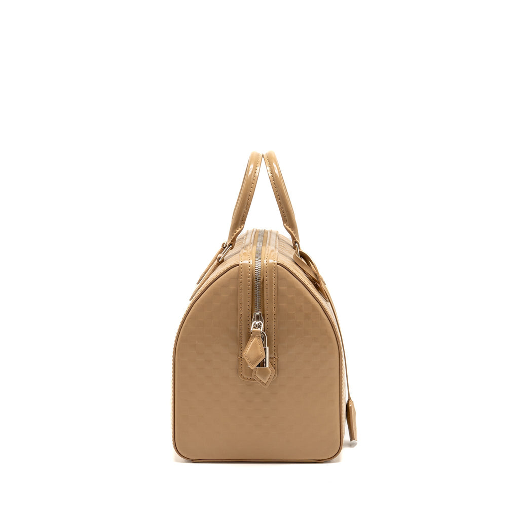 LOUIS VUITTON SPEEDY CUBE MM DAMIER FACETTE PATENT LEATHER BEIGE SHW
