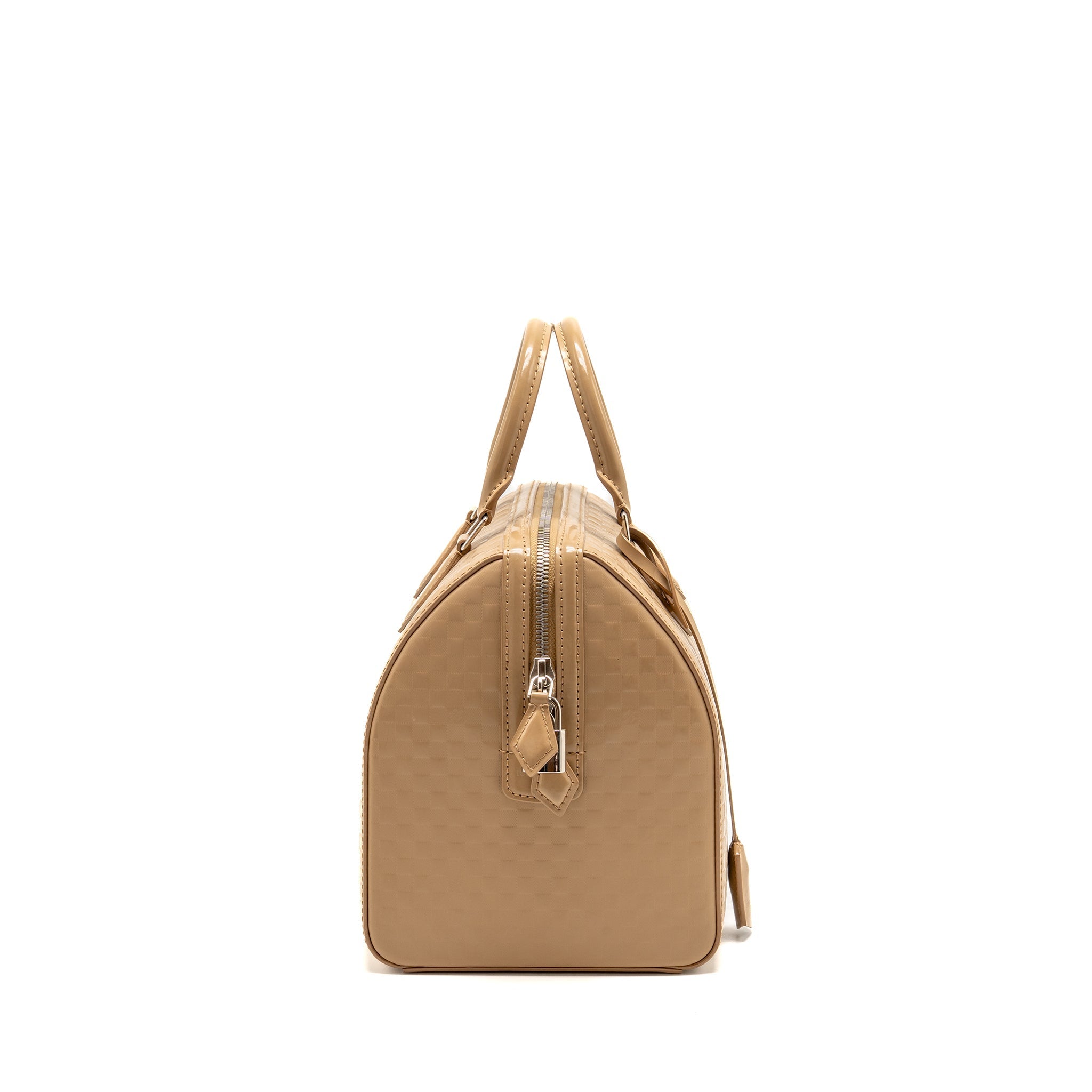 LOUIS VUITTON SPEEDY CUBE MM DAMIER FACETTE PATENT LEATHER BEIGE SHW