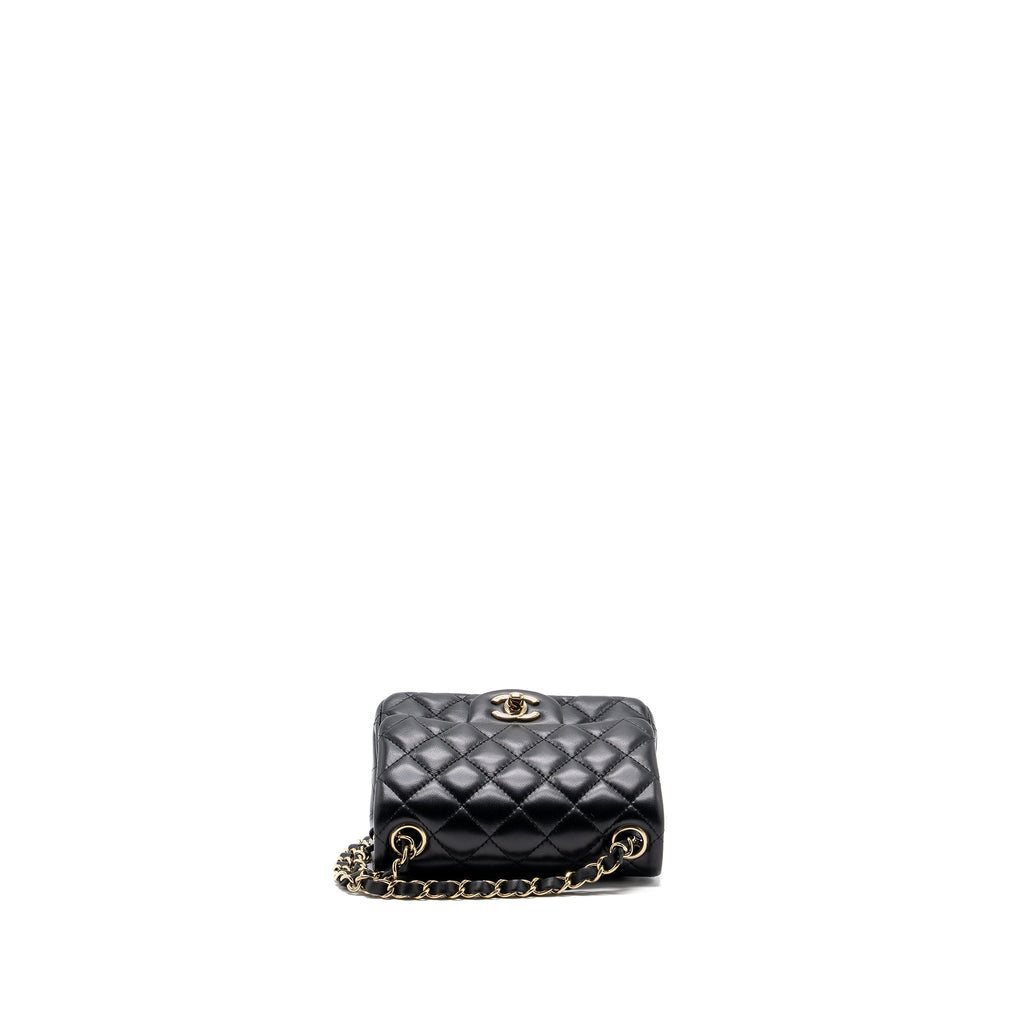 CHANEL CLASSIC MINI SQUARE FLAP BAG LAMBSKIN BLACK LGHW (MICROCHIP)