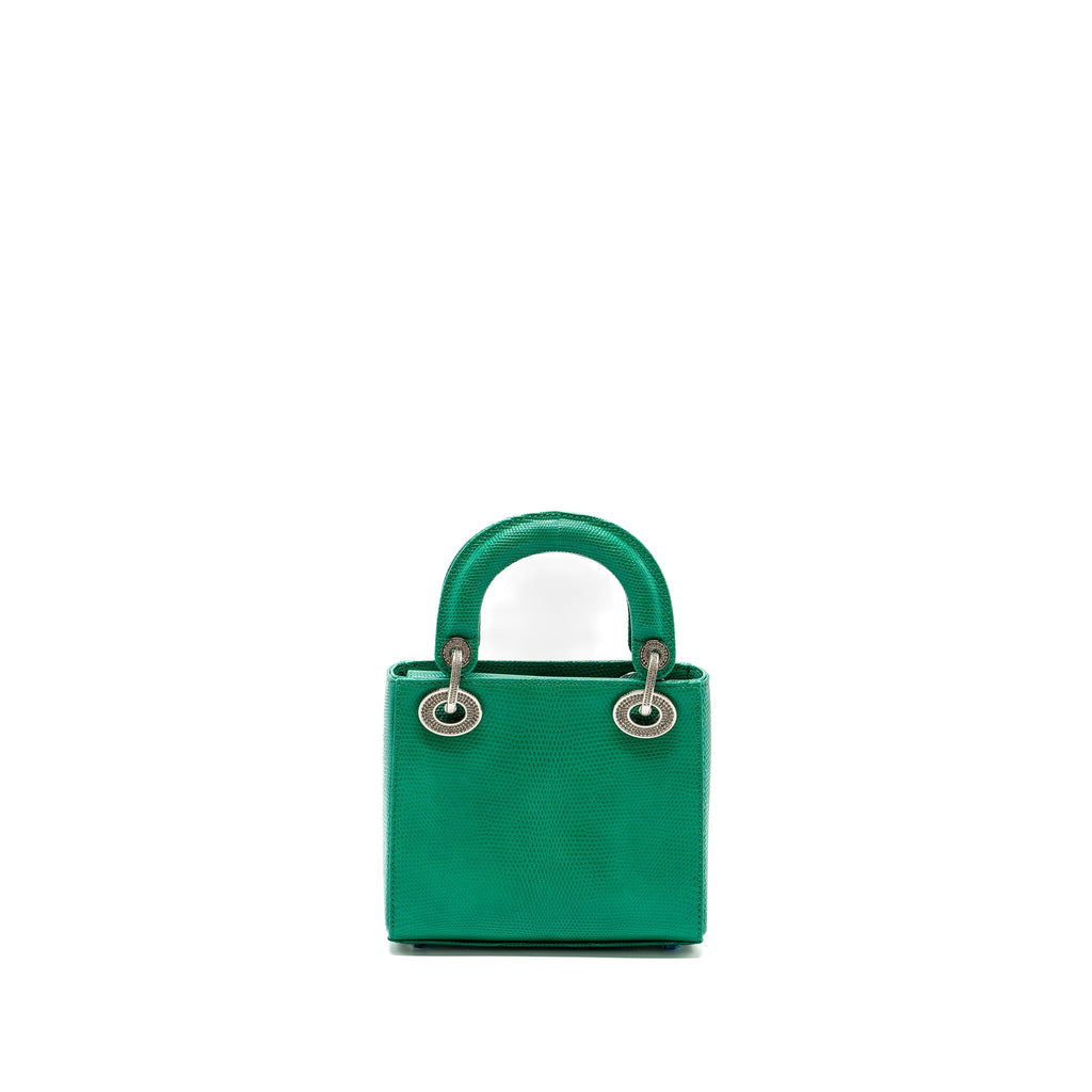 DIOR MINI LADY DIOR LIZARD GREEN WITH CRYSTAL BUCKLE SHW