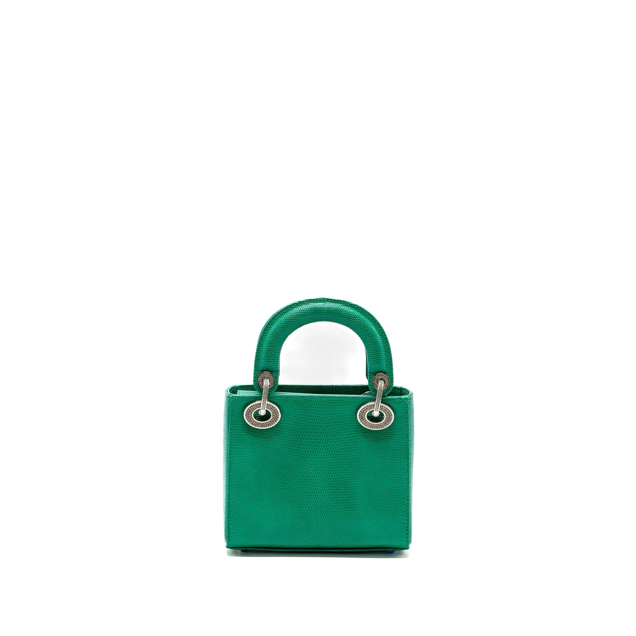 DIOR MINI LADY DIOR LIZARD GREEN WITH CRYSTAL BUCKLE SHW
