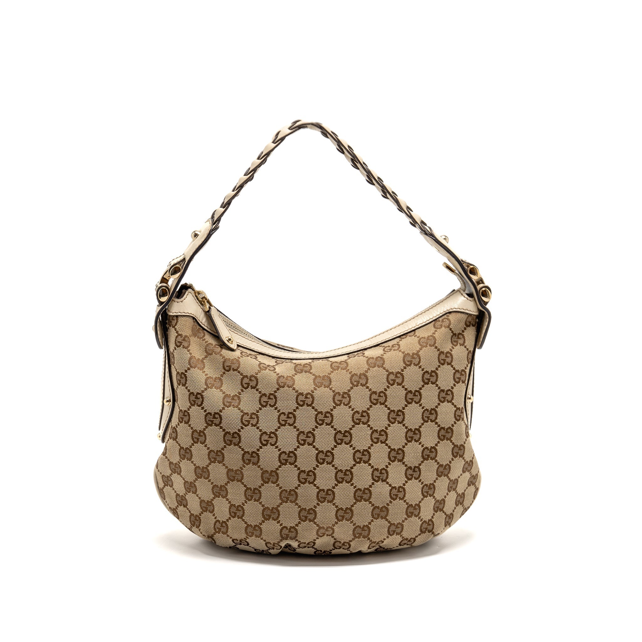 GUCCI PELHAM HOBO BAG GG CANVAS / LEATHER BEIGE/WHITE LGHW
