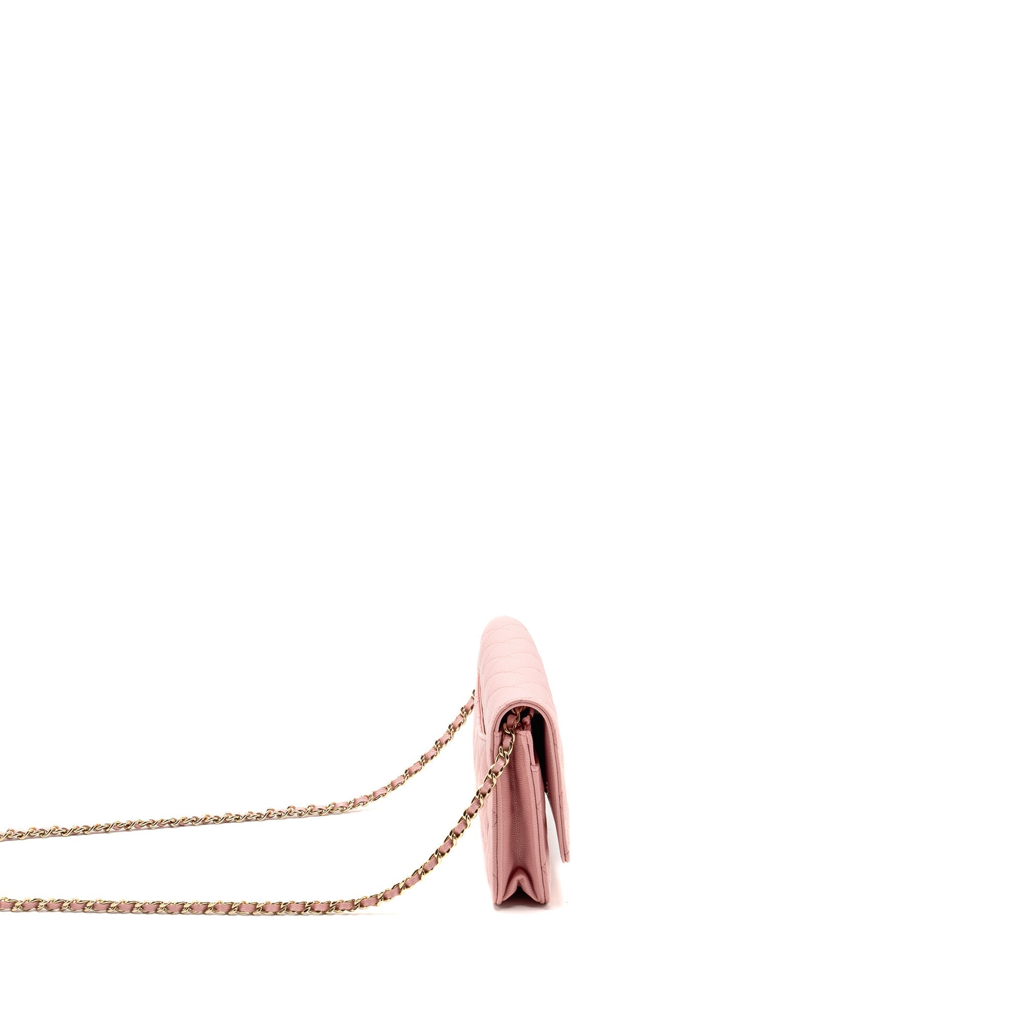 CHANEL CLASSIC WALLET ON CHAIN CAVIAR PINK LGHW (MICROCHIP)
