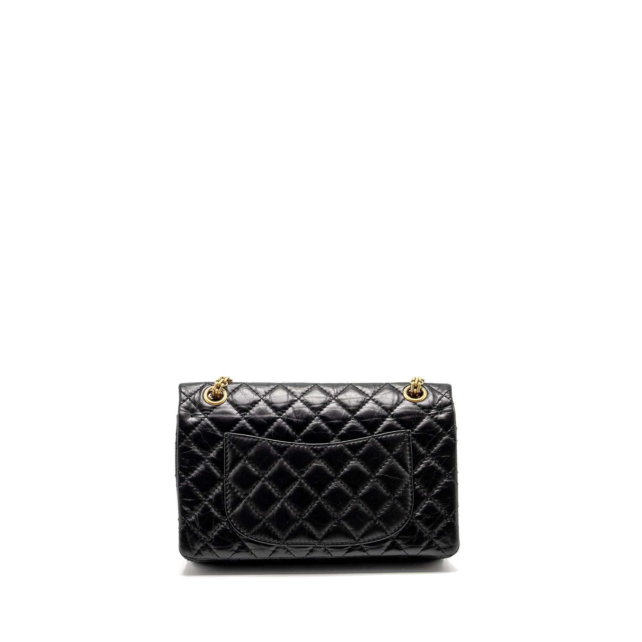 CHANEL SMALL 2.55 225 REISSUE FLAP BAG AGED CALFSKIN BLACK GHW