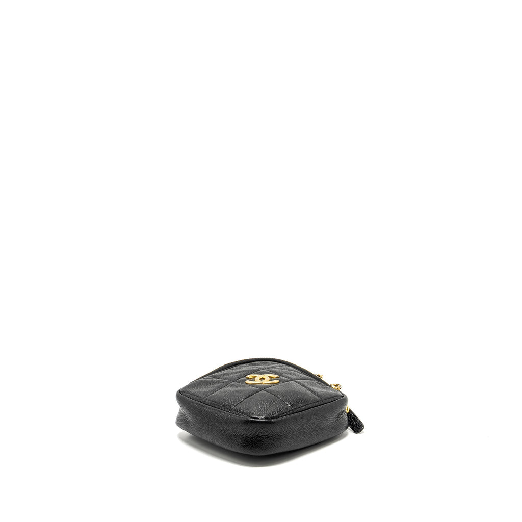 CHANEL QUILTED SHAPE CHAIN BAG CAVIAR BLACK GHW