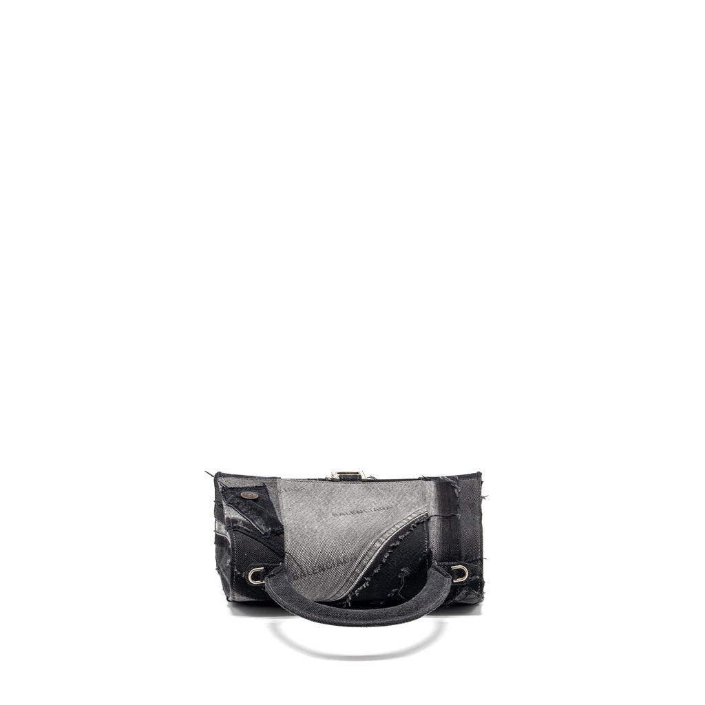 BALENCIAGA MEDIUM HOURGLASS BAG LIMITED EDITION DENIM BLACK/MULTICOLOUR SHW