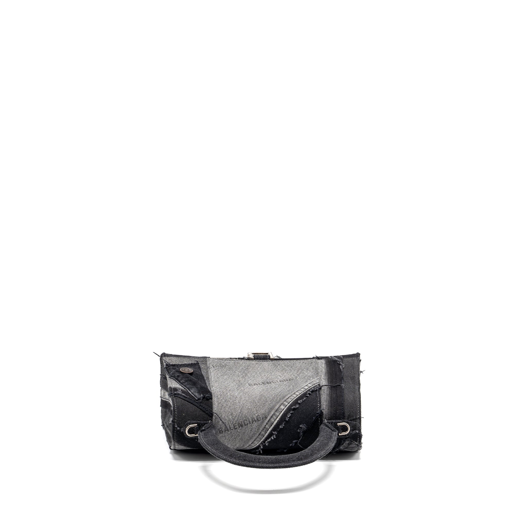 BALENCIAGA MEDIUM HOURGLASS BAG LIMITED EDITION DENIM BLACK/MULTICOLOUR SHW