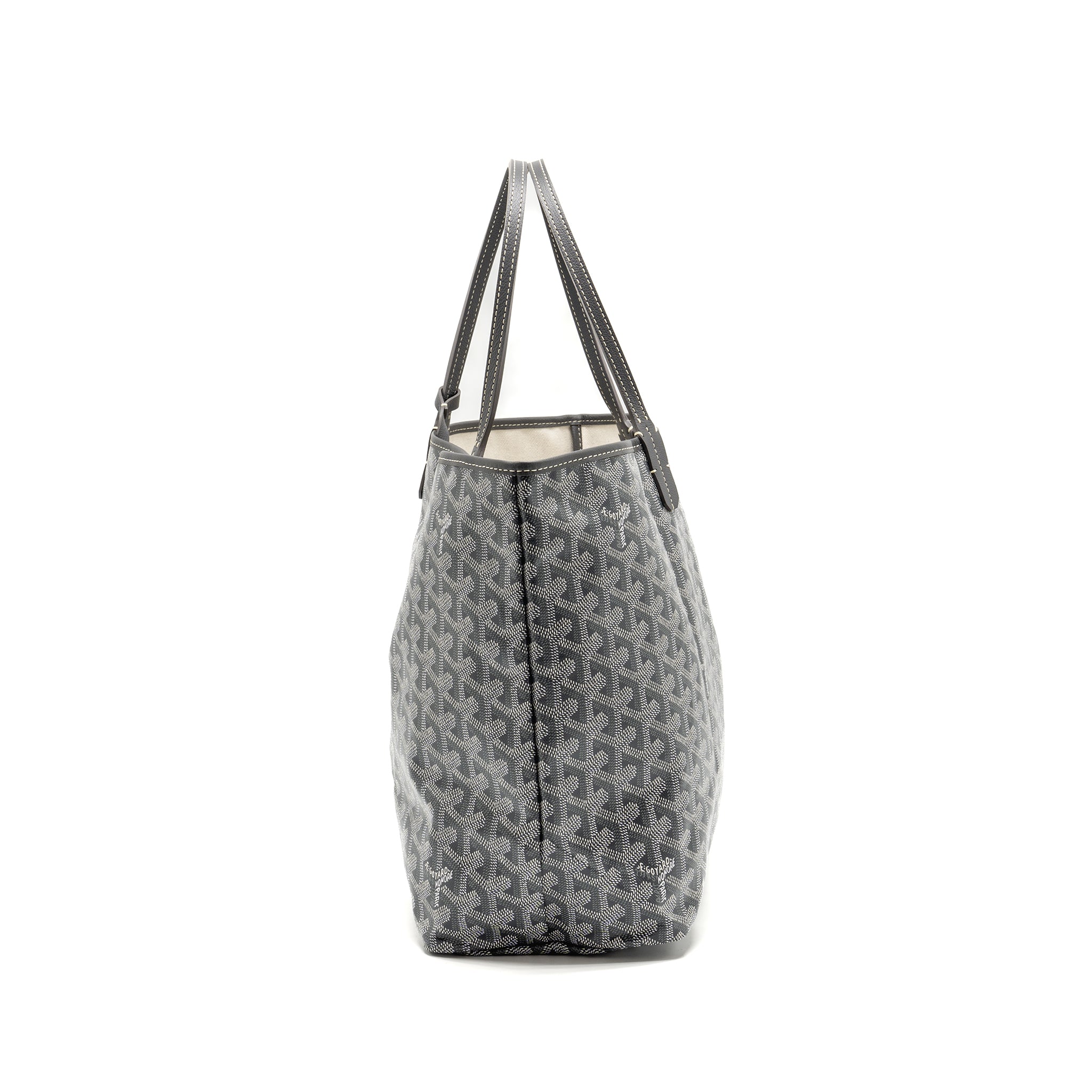 GOYARD SAINT LOUIS PM TOTE GOYARDINE CANVAS / CALFSKIN GREY