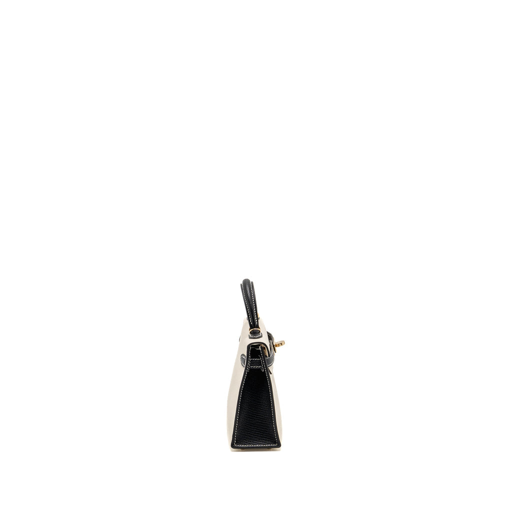 HERMES MINI KELLY II SPECIAL ORDER CHÈVRE MYSORE NATA/BLACK LGHW