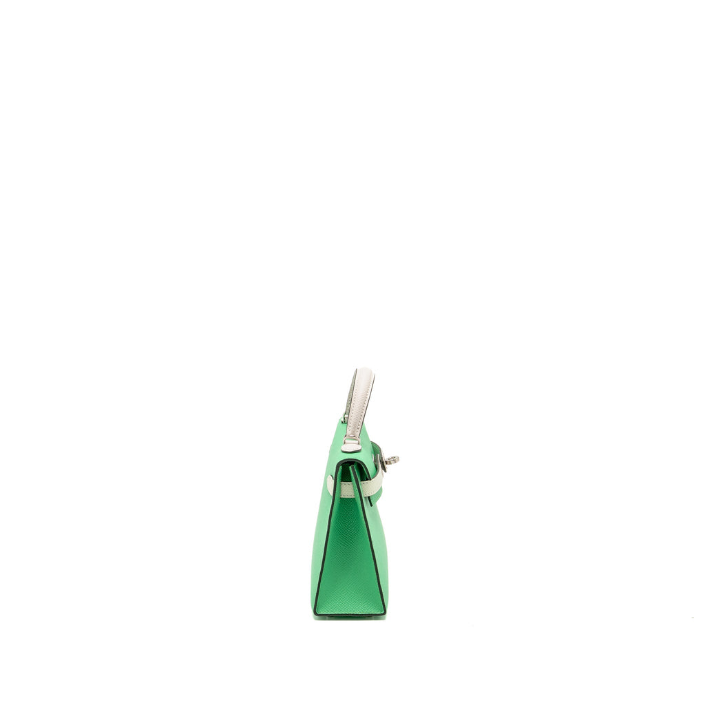 HERMES MINI KELLY II EPSOM VERT COMICS/VERT FIZZ/GRIS PALE SHW