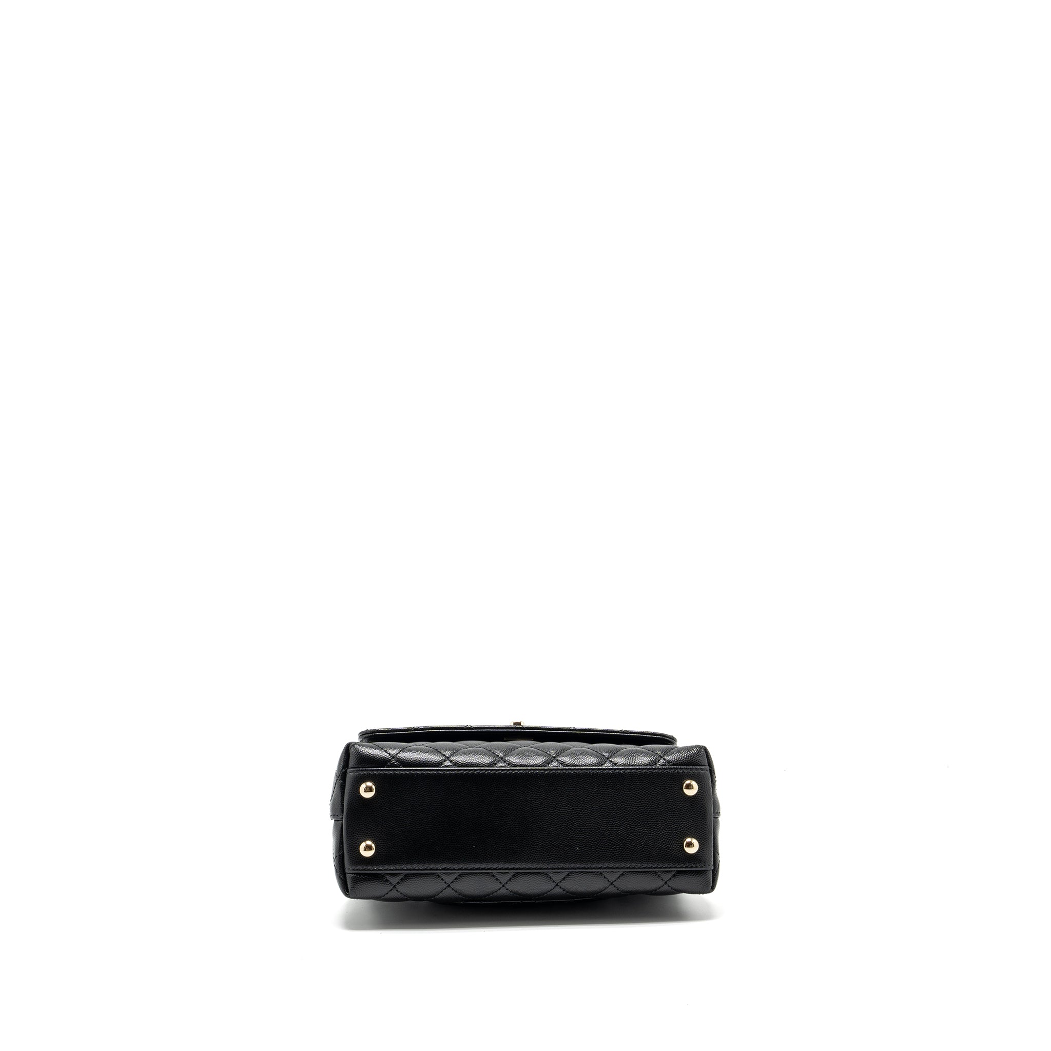 CHANEL SMALL COCO HANDLE WITH LIZARD EMBOSSED HANDLE CAVIAR BLACK LGHW (MICROCHIP)