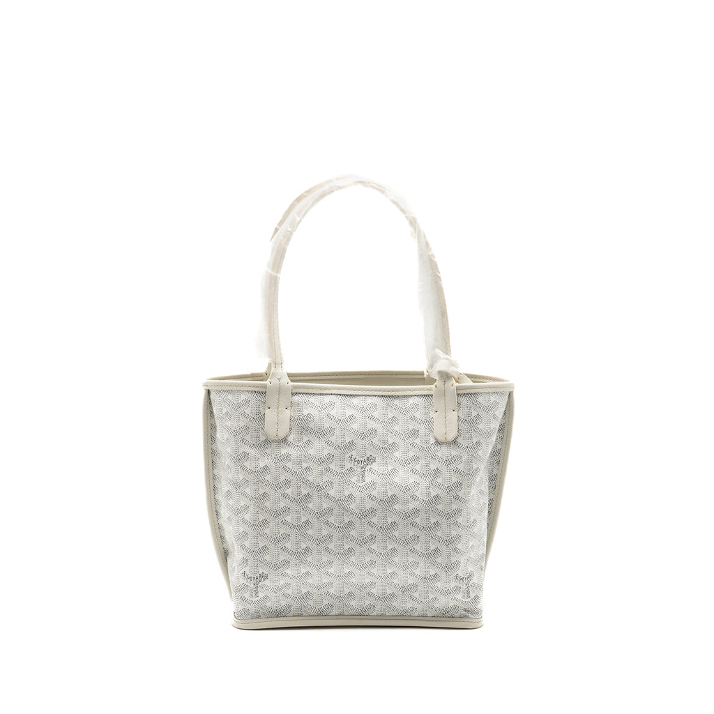 GOYARD MINI ANJOU TOTE BAG GOYARDINE CANVAS/LEATHER WHITE SHW