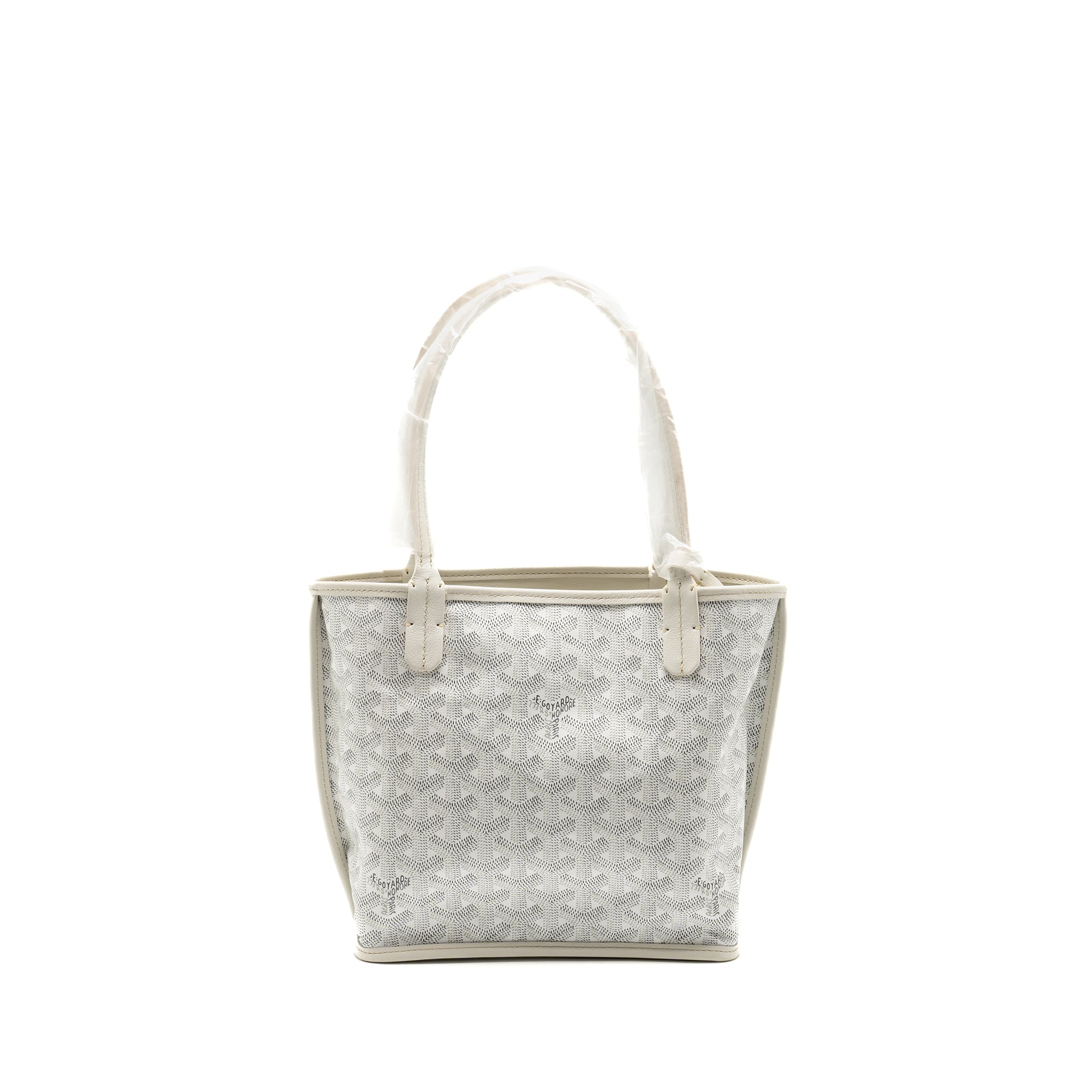 GOYARD MINI ANJOU TOTE BAG GOYARDINE CANVAS/LEATHER WHITE SHW