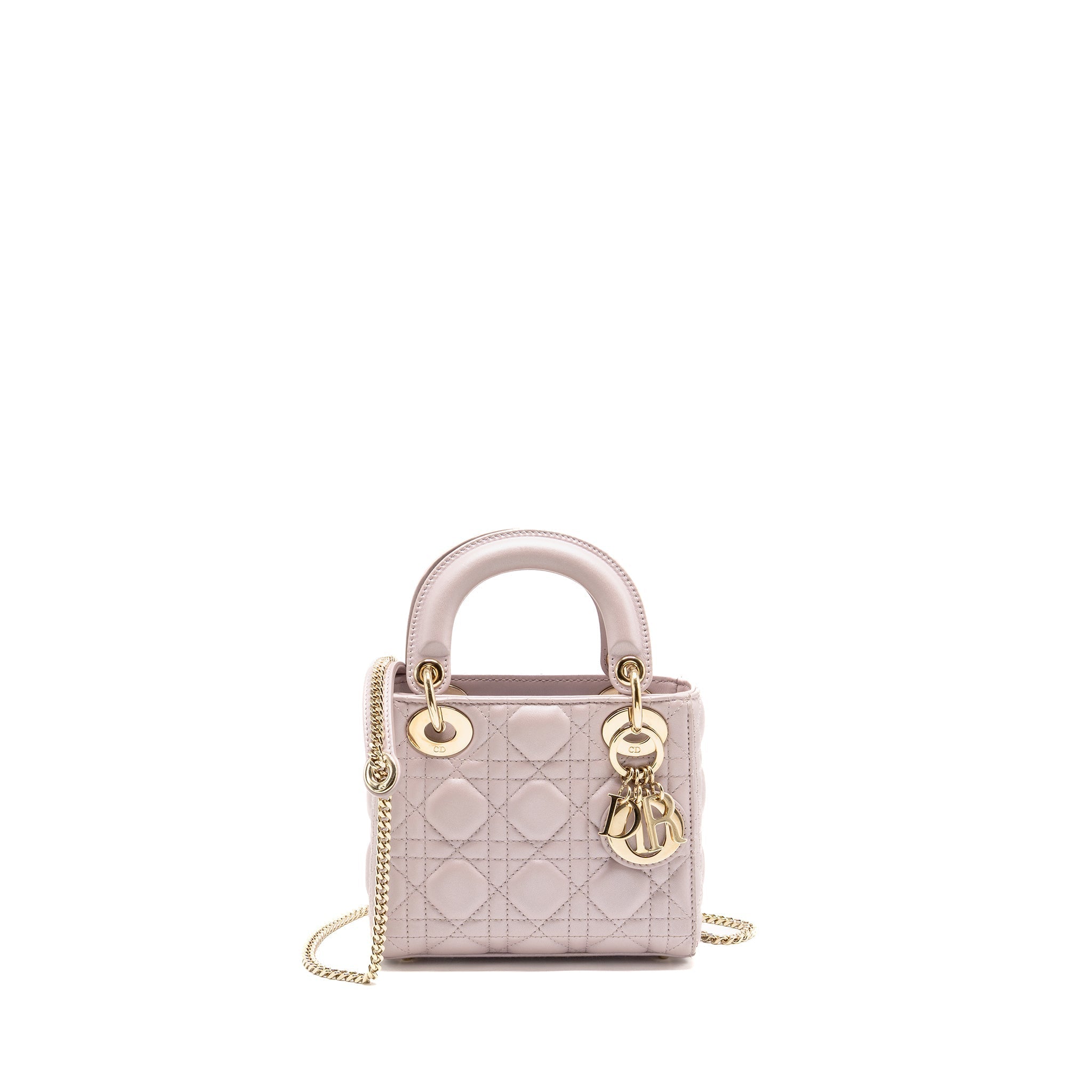 DIOR MINI LADY DIOR LAMBSKIN LIGHT PINK LGHW