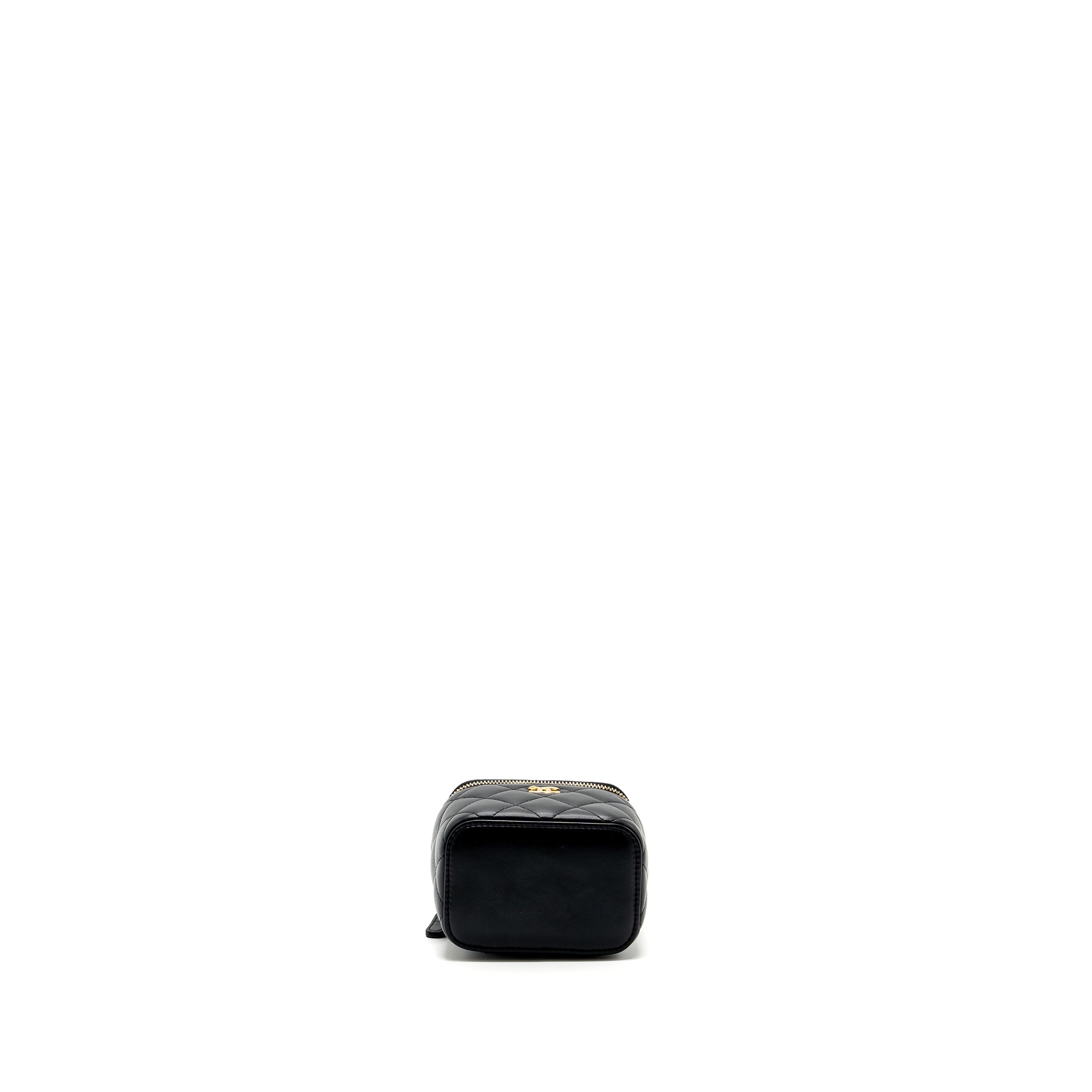 CHANEL PEARL CRUSH MINI VANITY WITH CHAIN LAMBSKIN BLACK GHW
