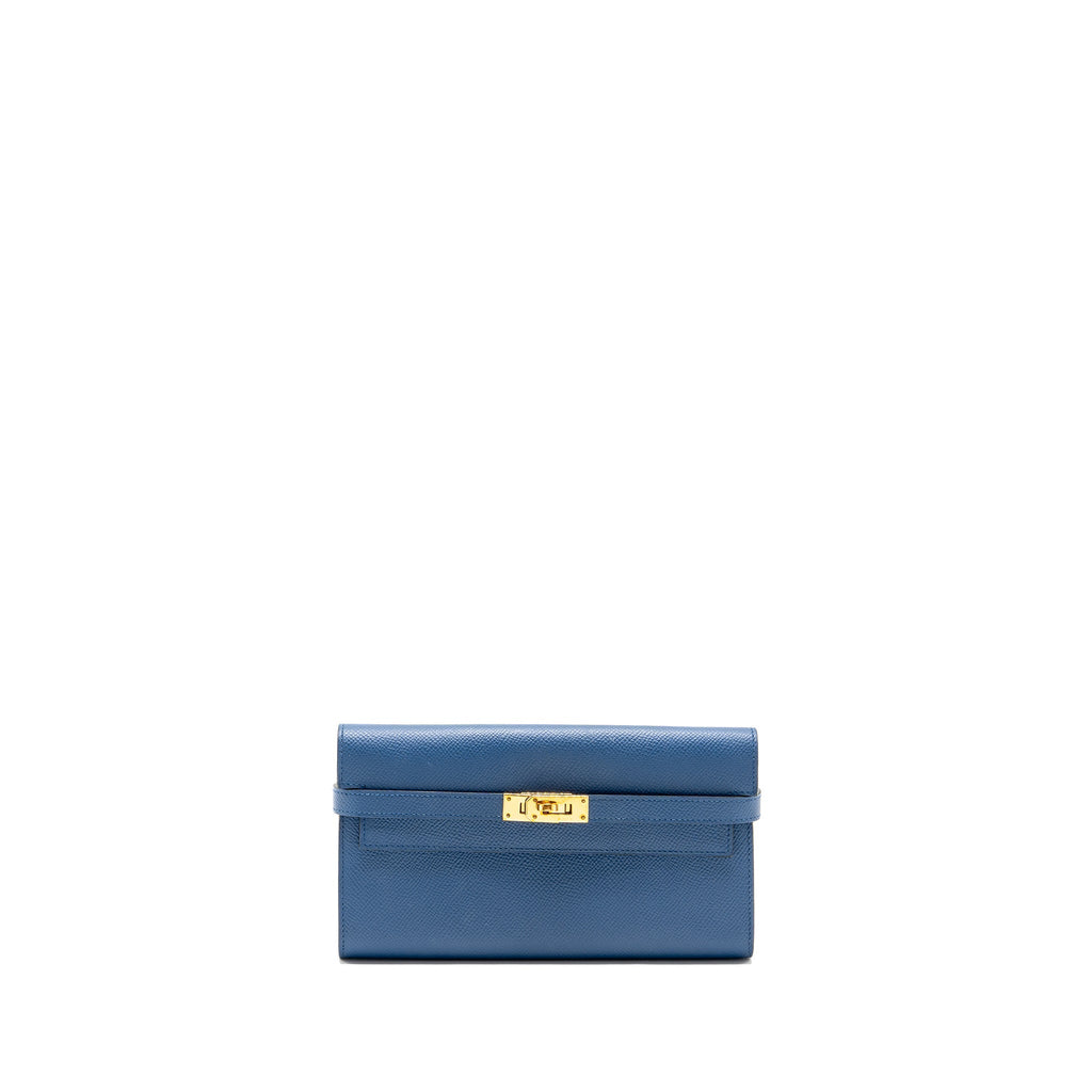 HERMES KELLY LONG WALLET EPSOM DARK BLUE GHW