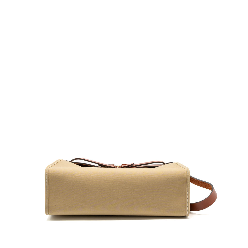 HERMES HERBAG 31 ZIP BAG TOILE OFFICER CANVAS TRENCH/CUIVRE SHW