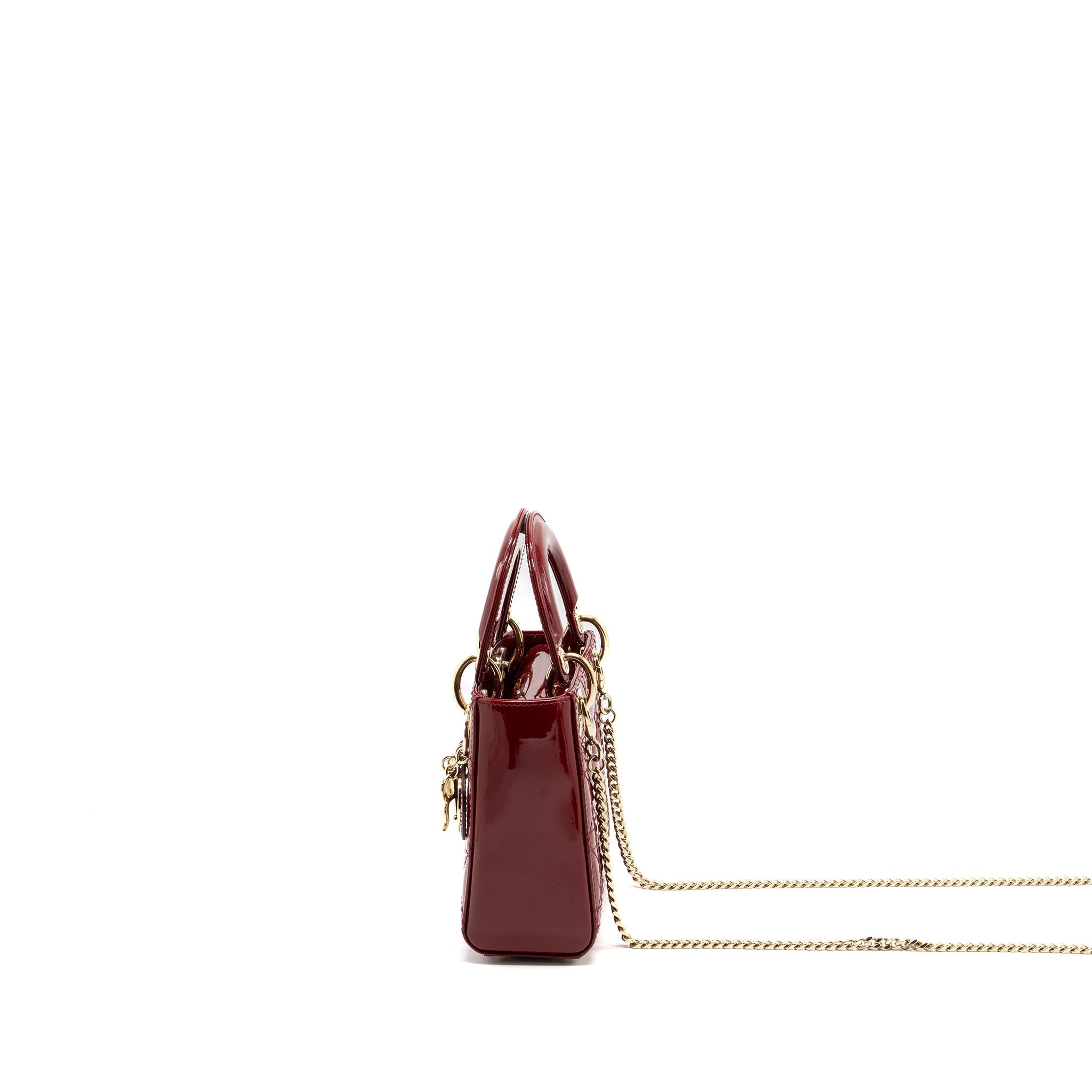 DIOR MINI LADY DIOR PATENT RED LGHW