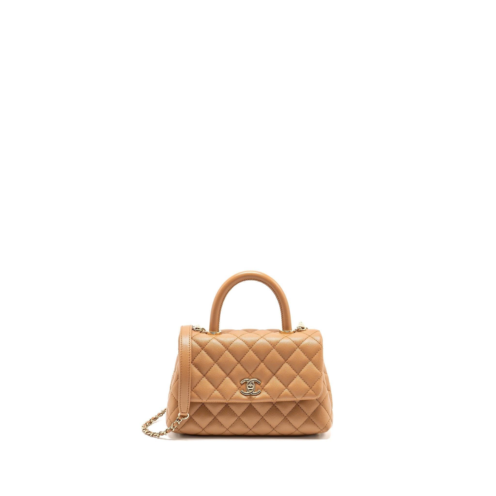 CHANEL 21P SMALL COCO HANDLE CAVIAR CARAMEL LGHW