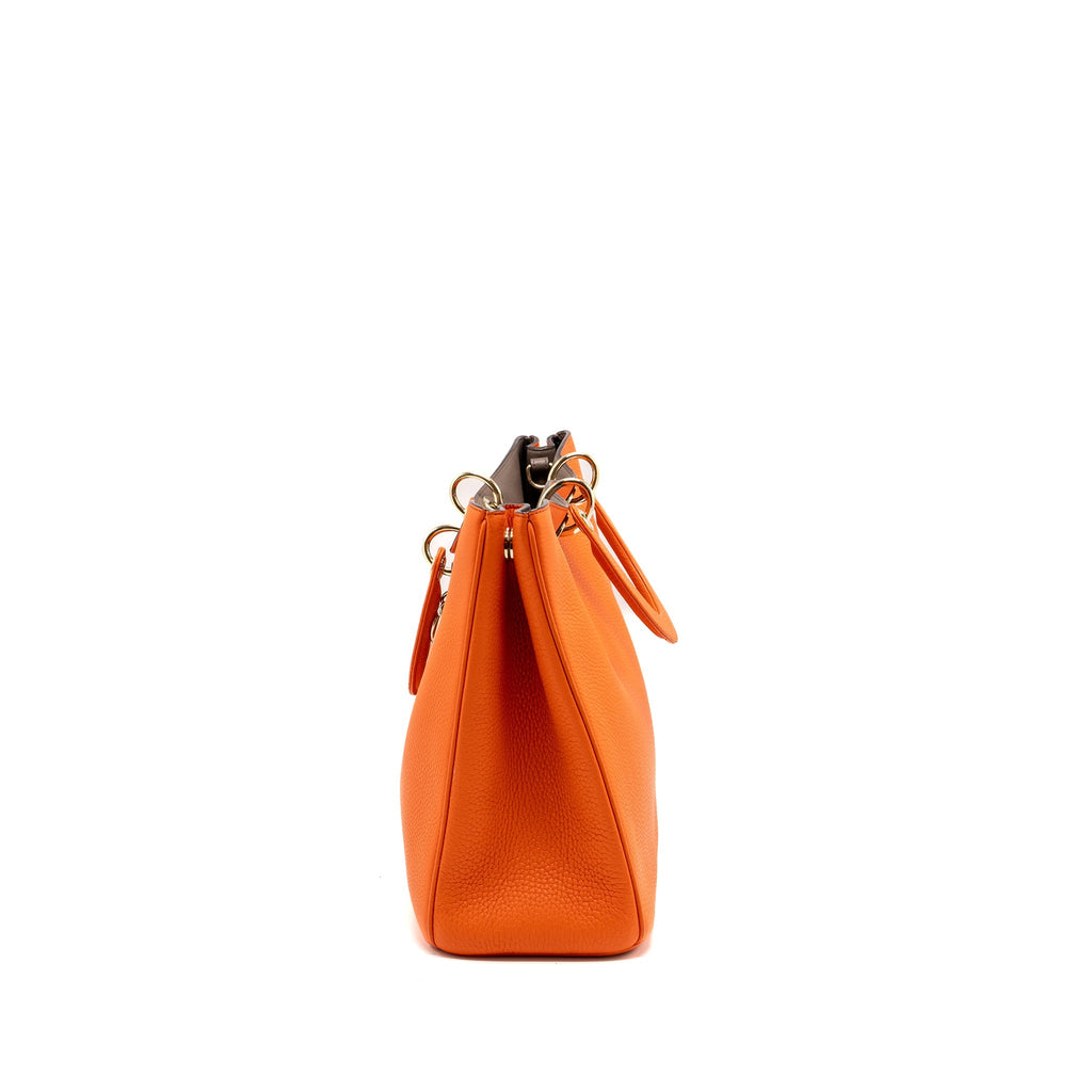 DIOR LARGE DIORISSIMO TOTE BAG CALFSKIN MULTICOLOR ORANGE / BROWN GHW