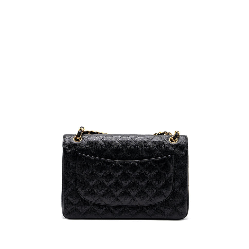 CHANEL CLASSIC JUMBO DOUBLE FLAP BAG CAVIAR BLACK GHW