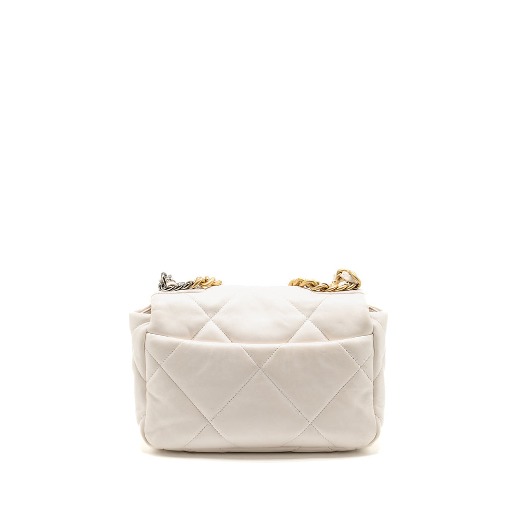 CHANEL SMALL 19 BAG LAMBSKIN WHITE MULTICOLOR HARDWARE
