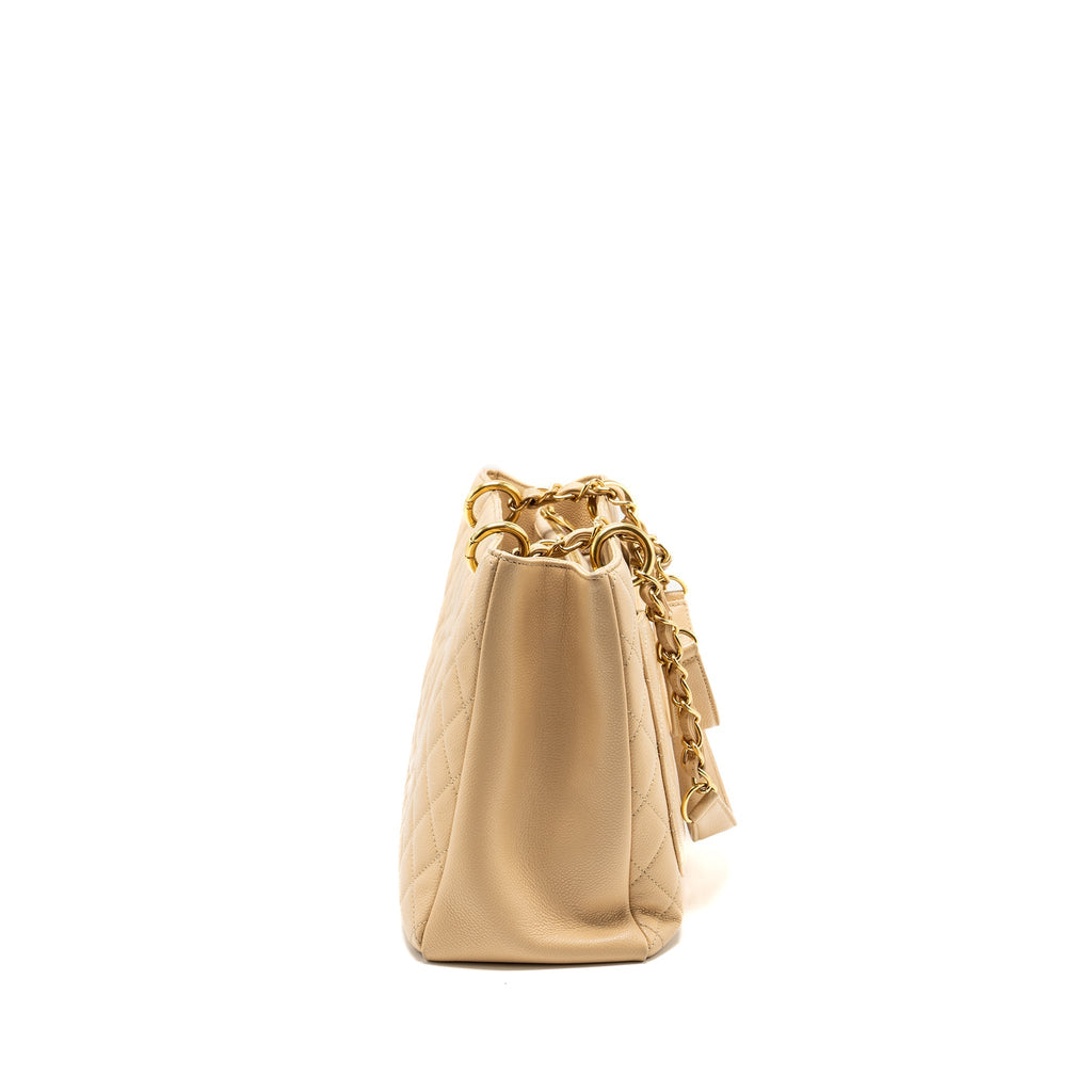 CHANEL GRAND SHOPPING TOTE BAG CAVIAR BEIGE GHW