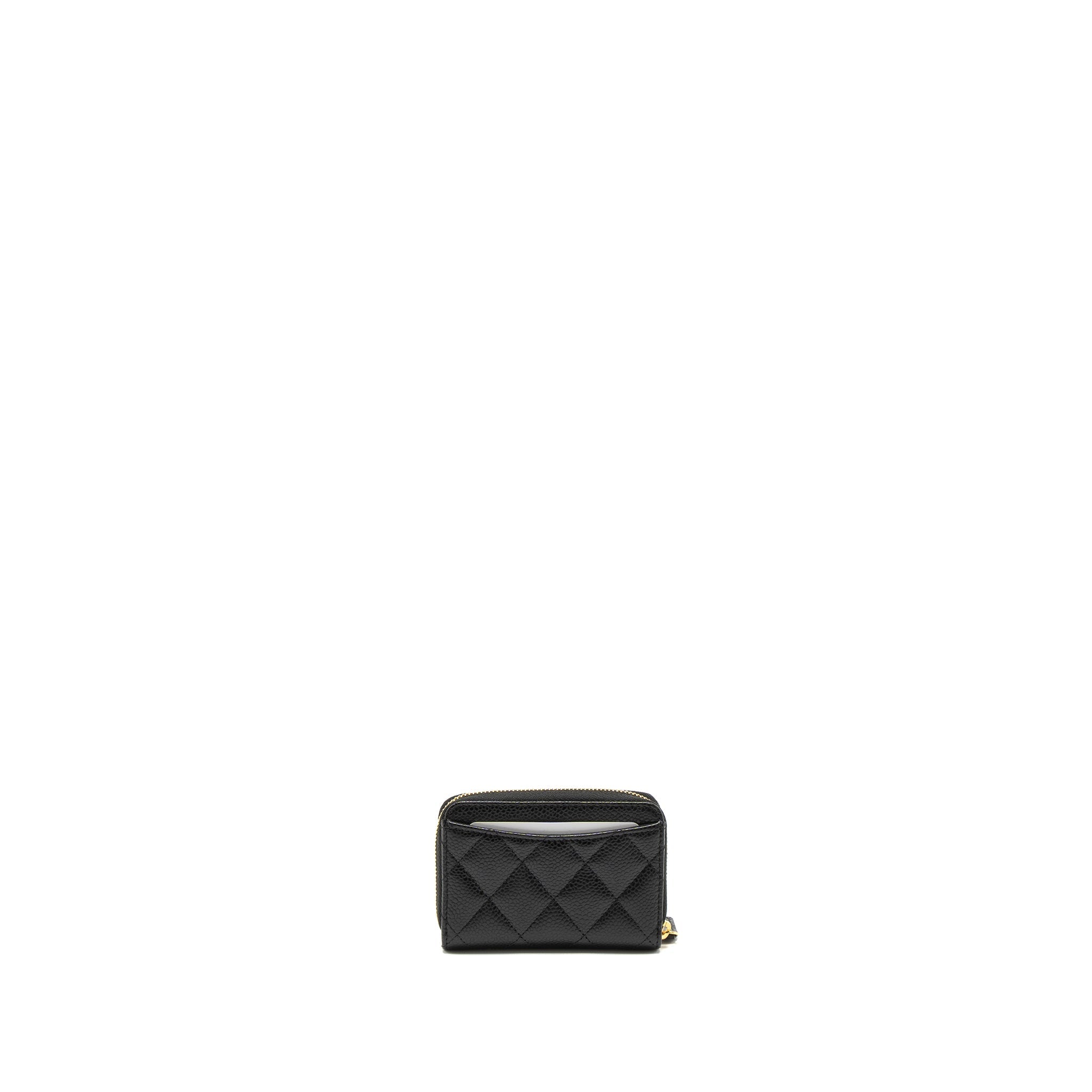 CHANEL ZIP CARD HOLDER CAVIAR BLACK GHW (MICROCHIP)