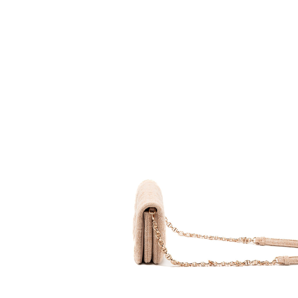 DIOR CARO POUCH CANVAS LIGHT PINK WITH PINK HARDWARE