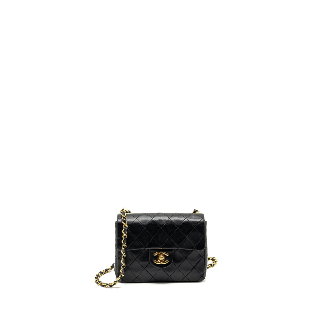 CHANEL VINTAGE MINI SQUARE FLAP BAG LAMBSKIN BLACK GHW