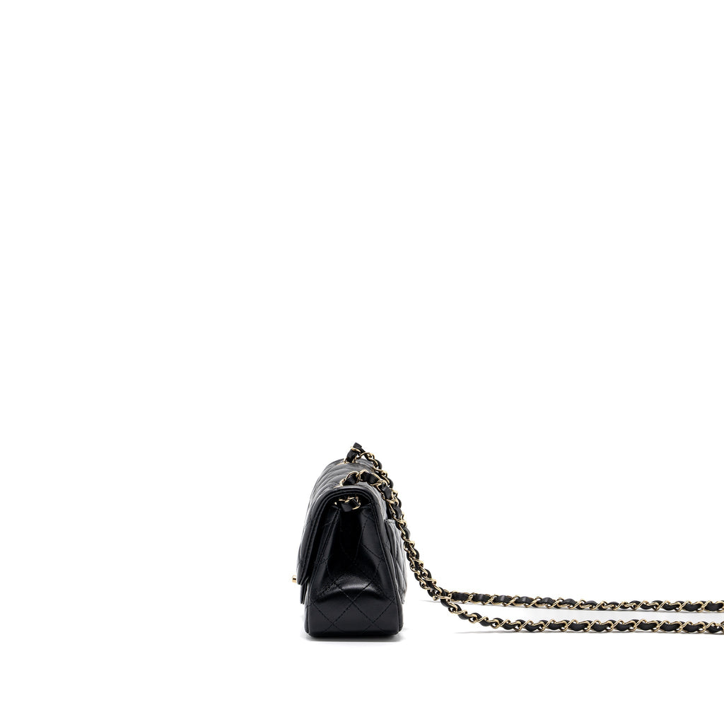 CHANEL CLASSIC MINI SQUARE FLAP BAG LAMBSKIN BLACK LGHW (MICROCHIP)