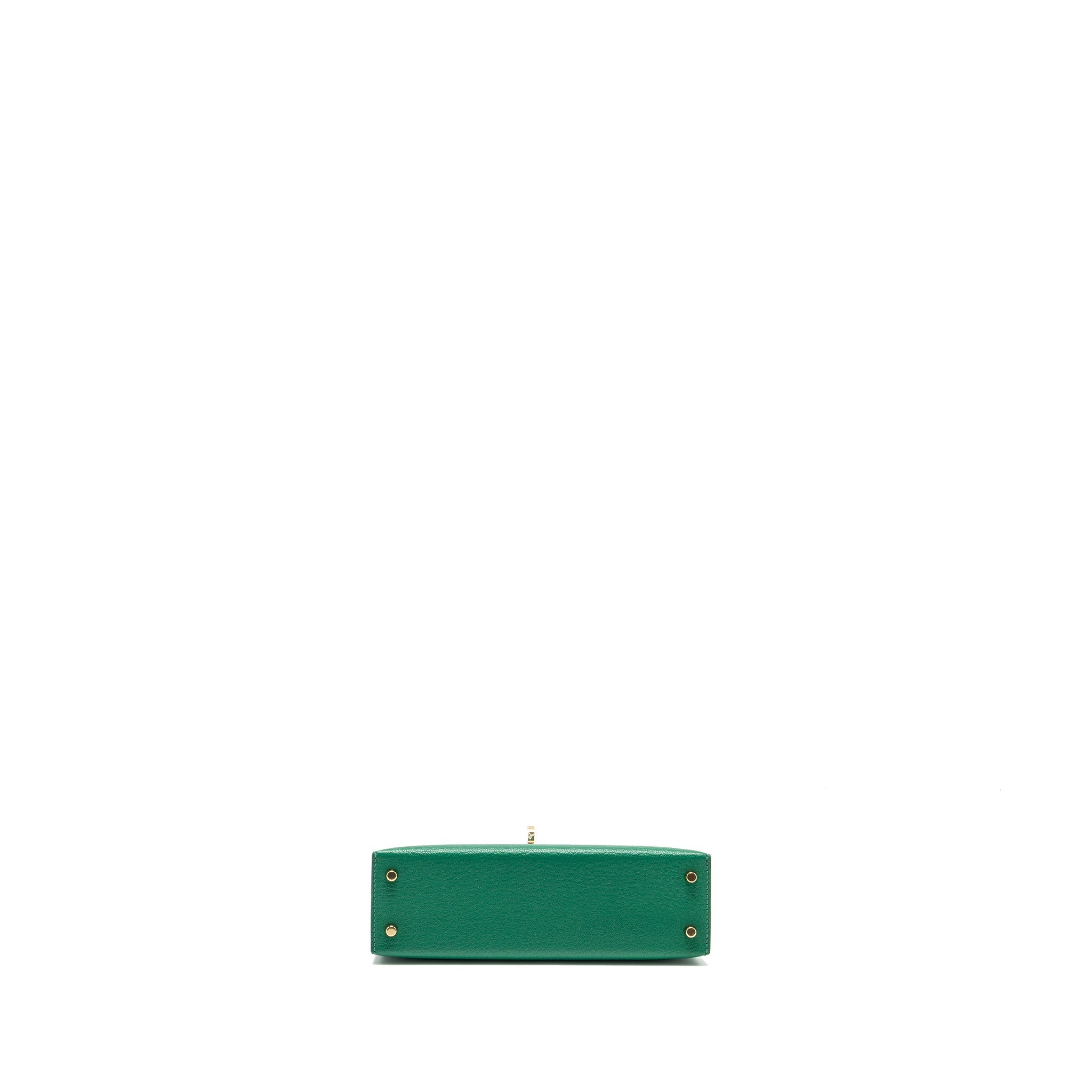 HERMES MINI KELLY SPECIAL ORDER CHÈVRE MYSORE VERT VERTIGO/GRIS PERLE LGHW