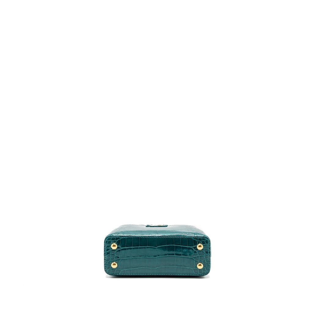 LOUIS VUITTON CAPUCINES MINI CROCODILE BRILLANT BLUE CANARD GHW
