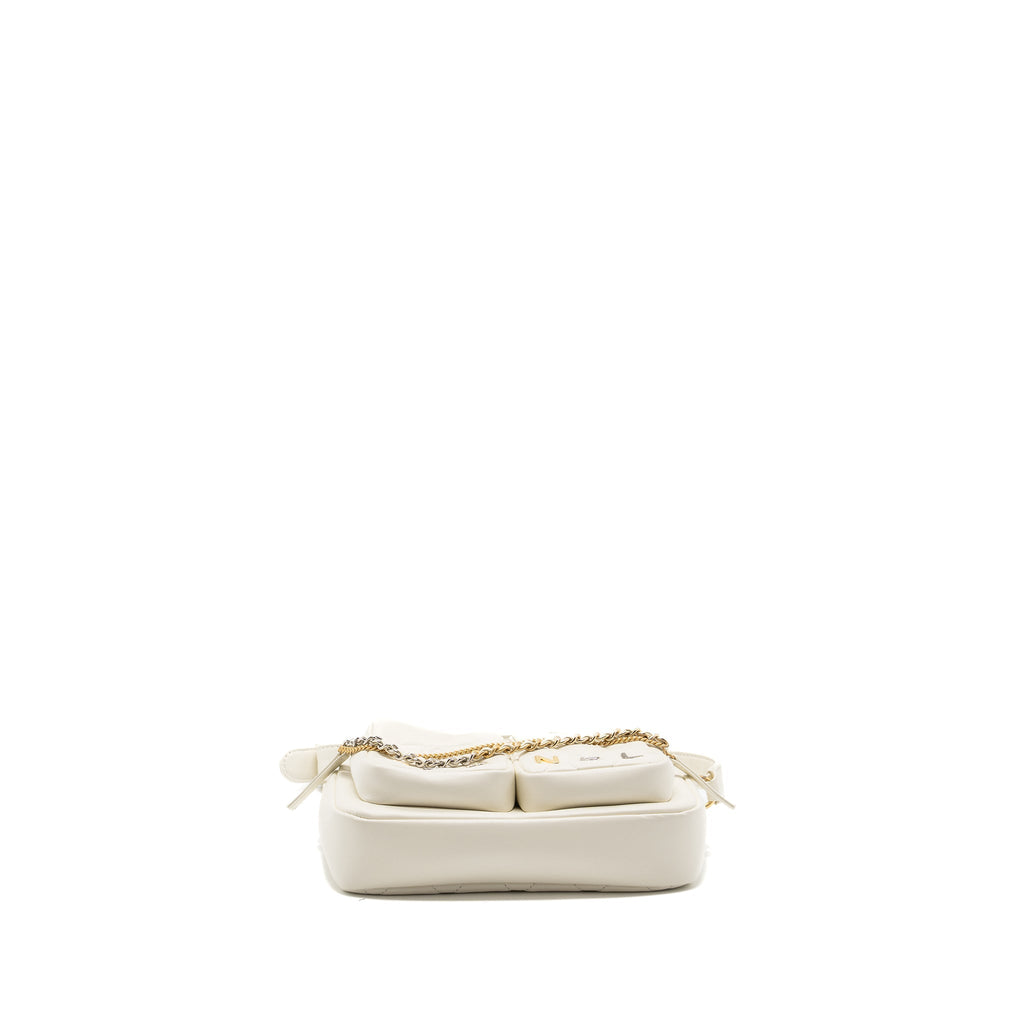 CHANEL SMALL CAMERA BAG CALFSKIN WHITE MULTICOLOUR HARDWARE(MICROCHIP)