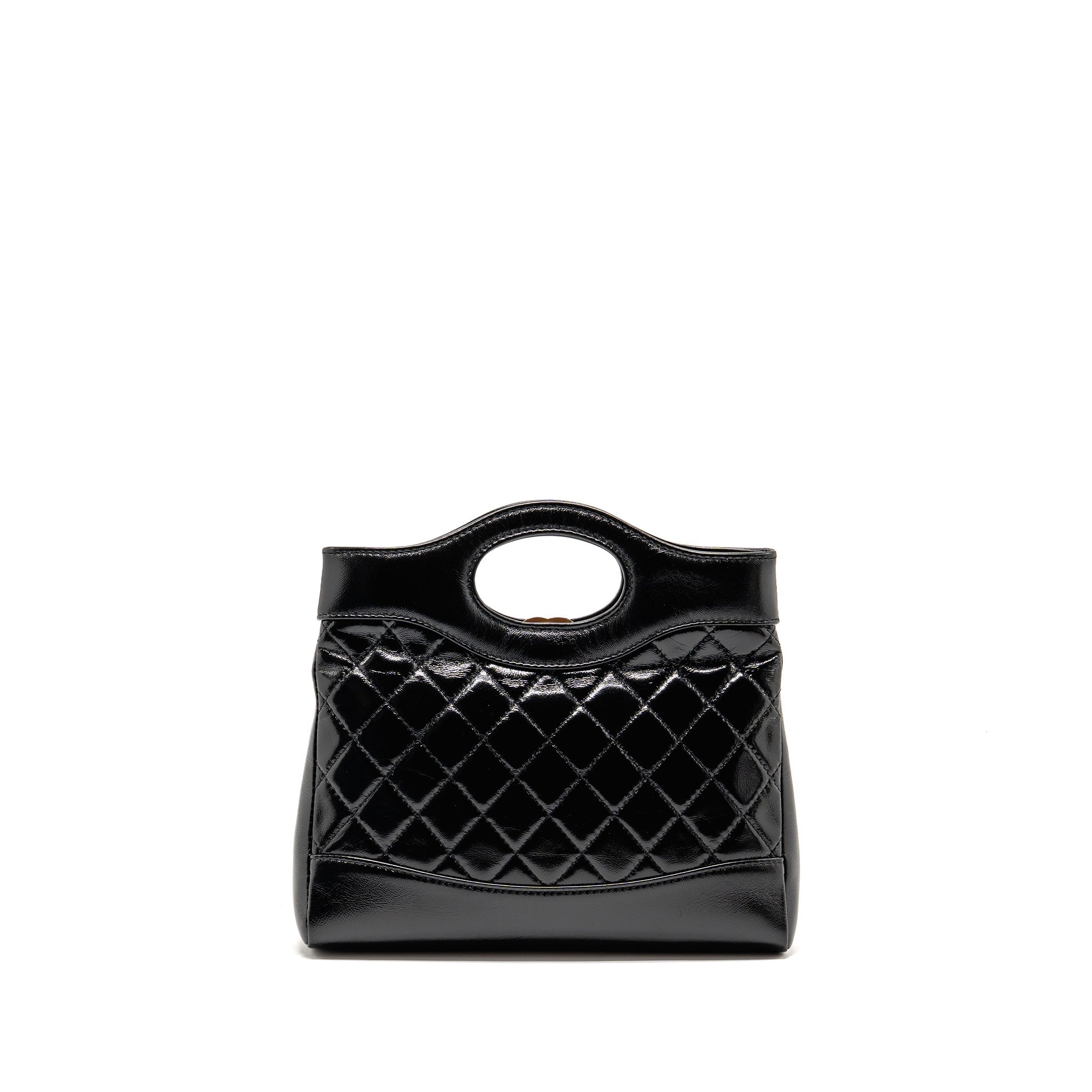 CHANEL MINI 31 BAG SHINY LAMBSKIN BLACK LGHW (MICROCHIP)