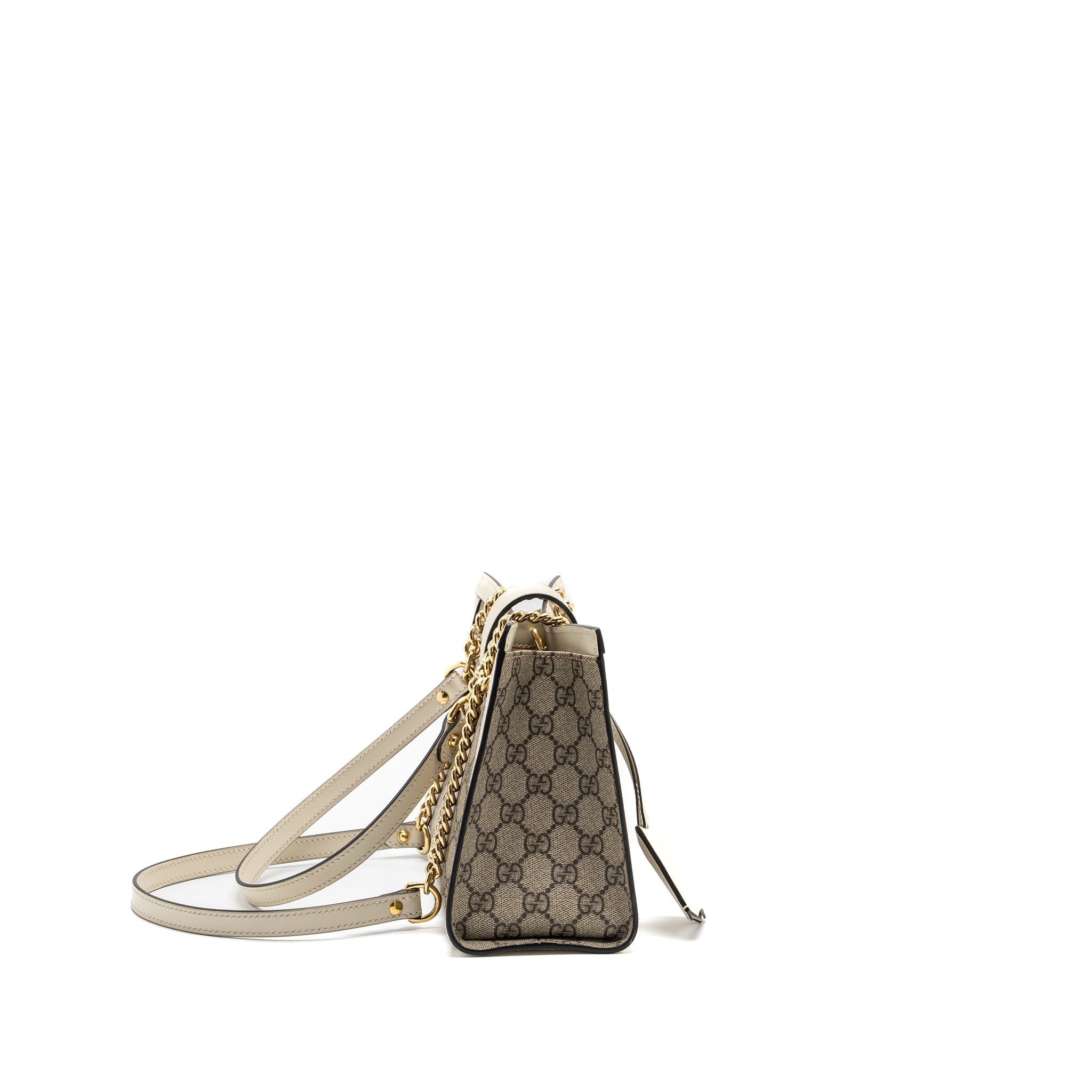 GUCCI PADLOCK SMALL SHOULDER BAG GG SUPREME CANVAS / LEATHER WHITE GHW