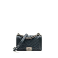 CHANEL MEDIUM BOY BAG CHEVRON LAMBSKIN DARK BLUE SHW