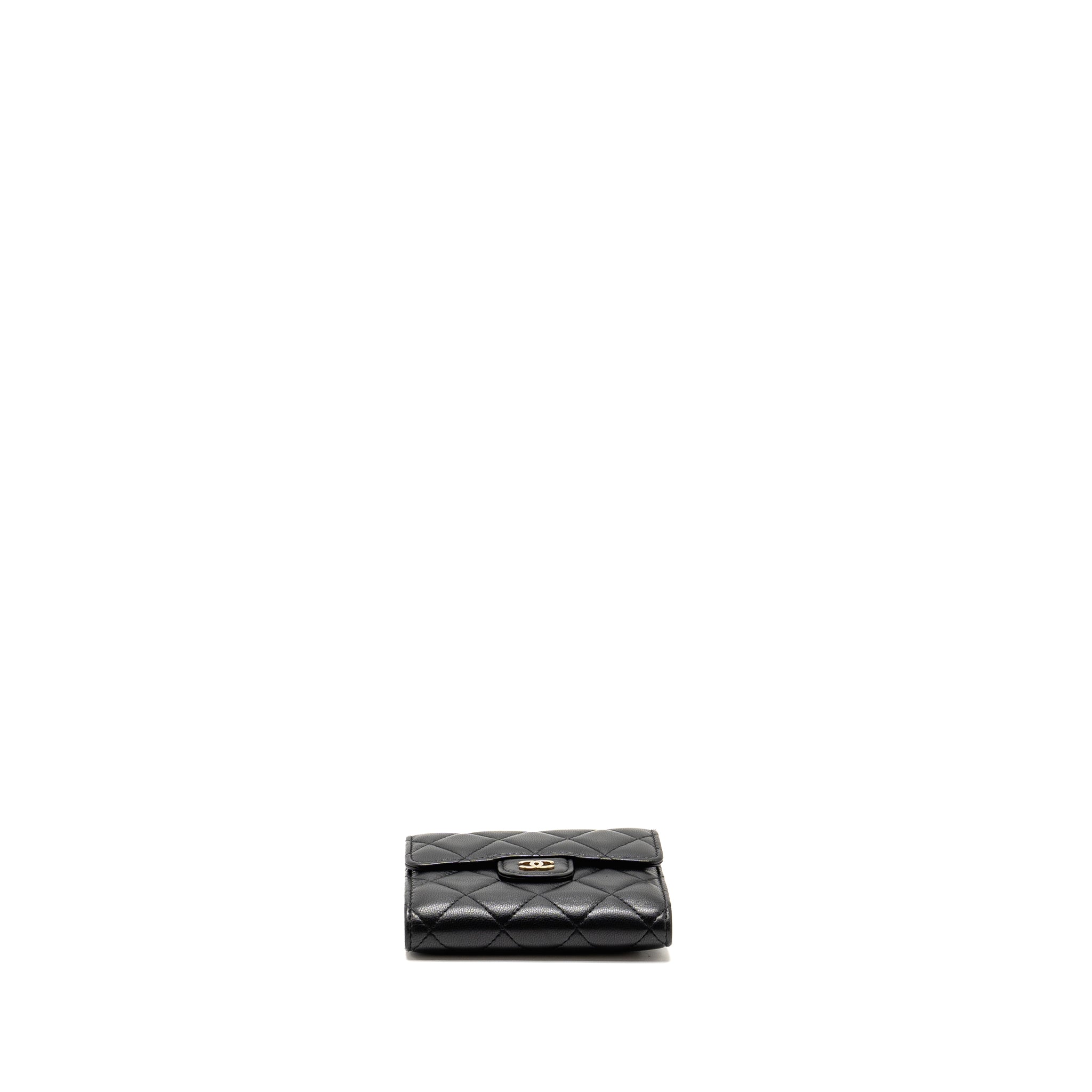 CHANEL CLASSIC SMALL FLAP WALLET LAMBSKIN BLACK LGHW