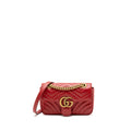GUCCI MINI GG MARMONT MATELASSE CALFSKIN RED GHW