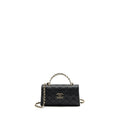 CHANEL 23P TOP HANDLE MINI FLAP BAG WITH CHAIN CAVIAR BLACK LGHW (MICROCHIP)
