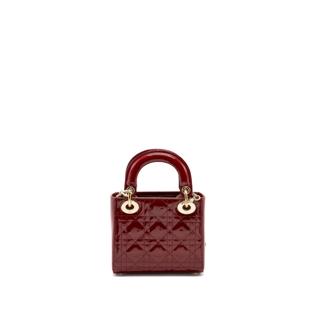 DIOR MINI LADY DIOR PATENT RED LGHW
