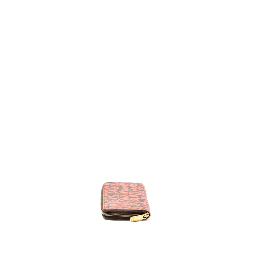 LOUIS VUITTON NEVERFULL GM STEPHEN SPROUSE PINK MONOGRAM GRAFFITI COATED / ZIP WALLET GHW (SELL IN A SET)