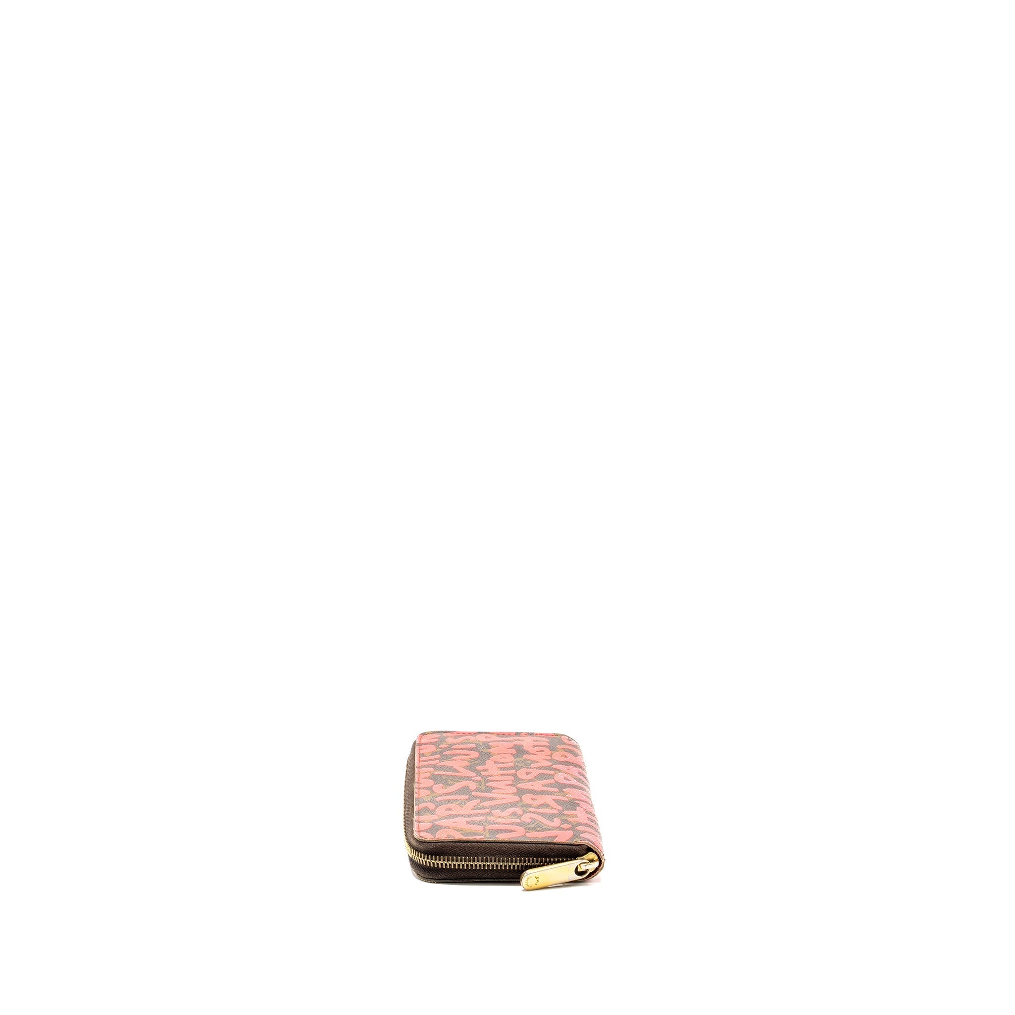 LOUIS VUITTON NEVERFULL GM STEPHEN SPROUSE PINK MONOGRAM GRAFFITI COATED / ZIP WALLET GHW (SELL IN A SET)
