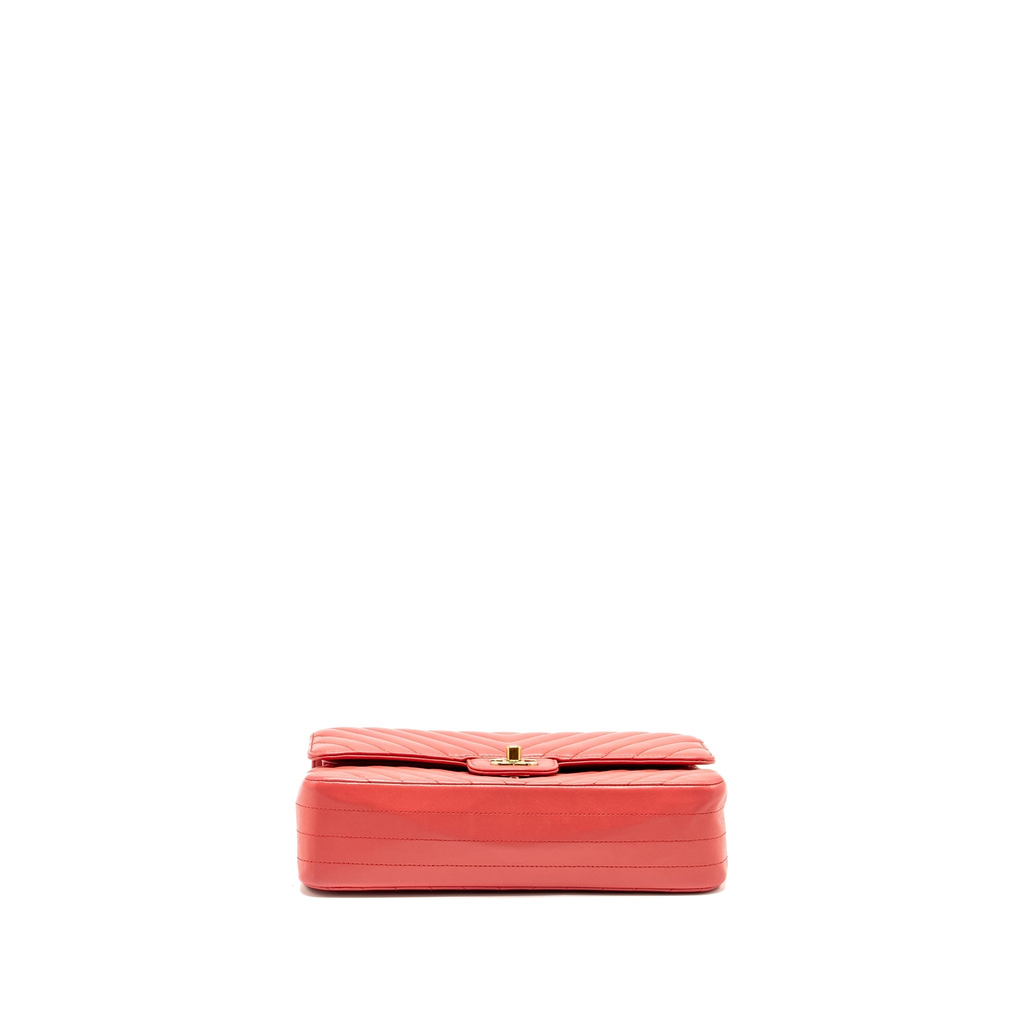 CHANEL MEDIUM CLASSIC DOUBLE FLAP BAG CHEVRON LAMBSKIN PINK LGHW