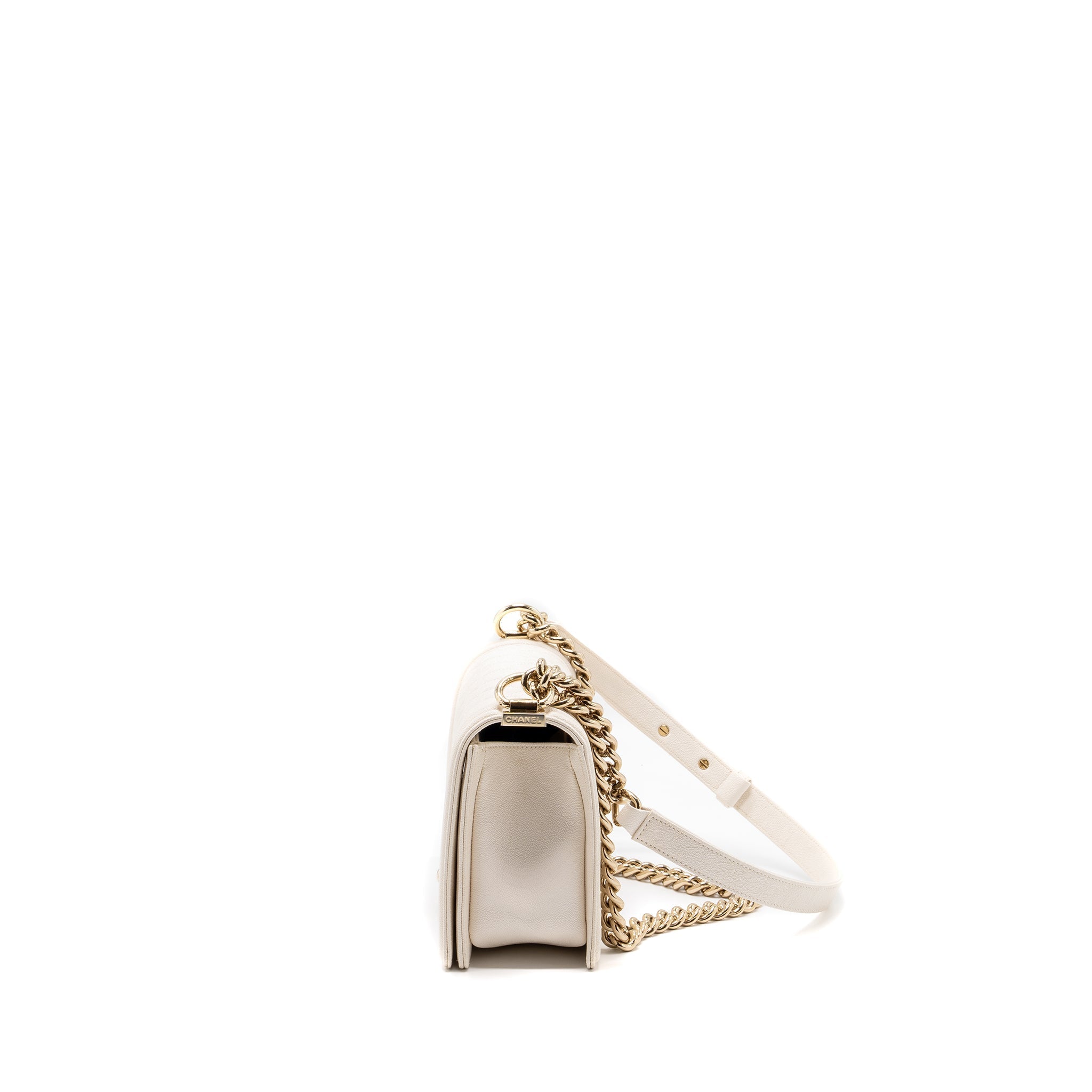 CHANEL MEDIUM LE BOY CAVIAR WHITE LGHW