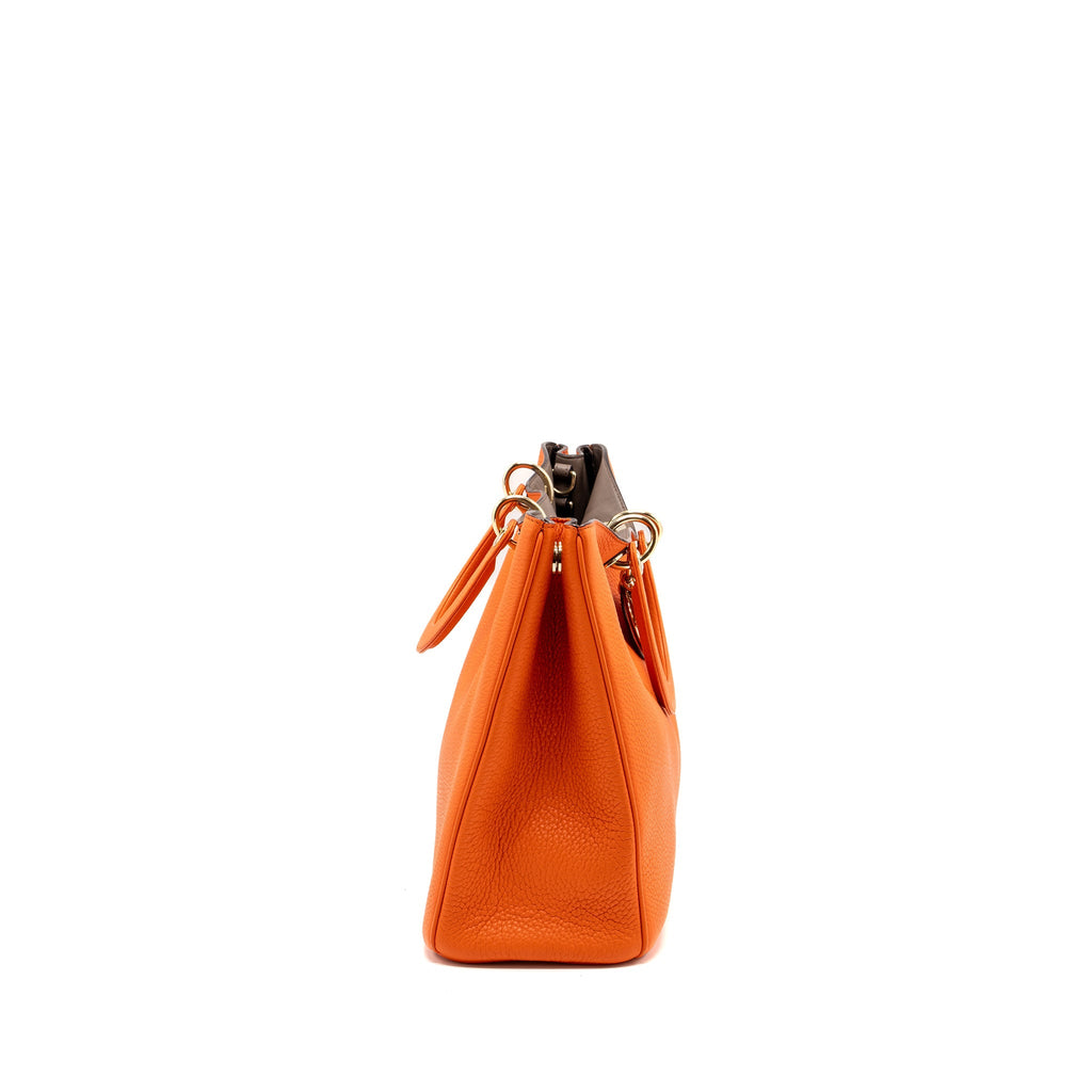 DIOR LARGE DIORISSIMO TOTE BAG CALFSKIN MULTICOLOR ORANGE / BROWN GHW