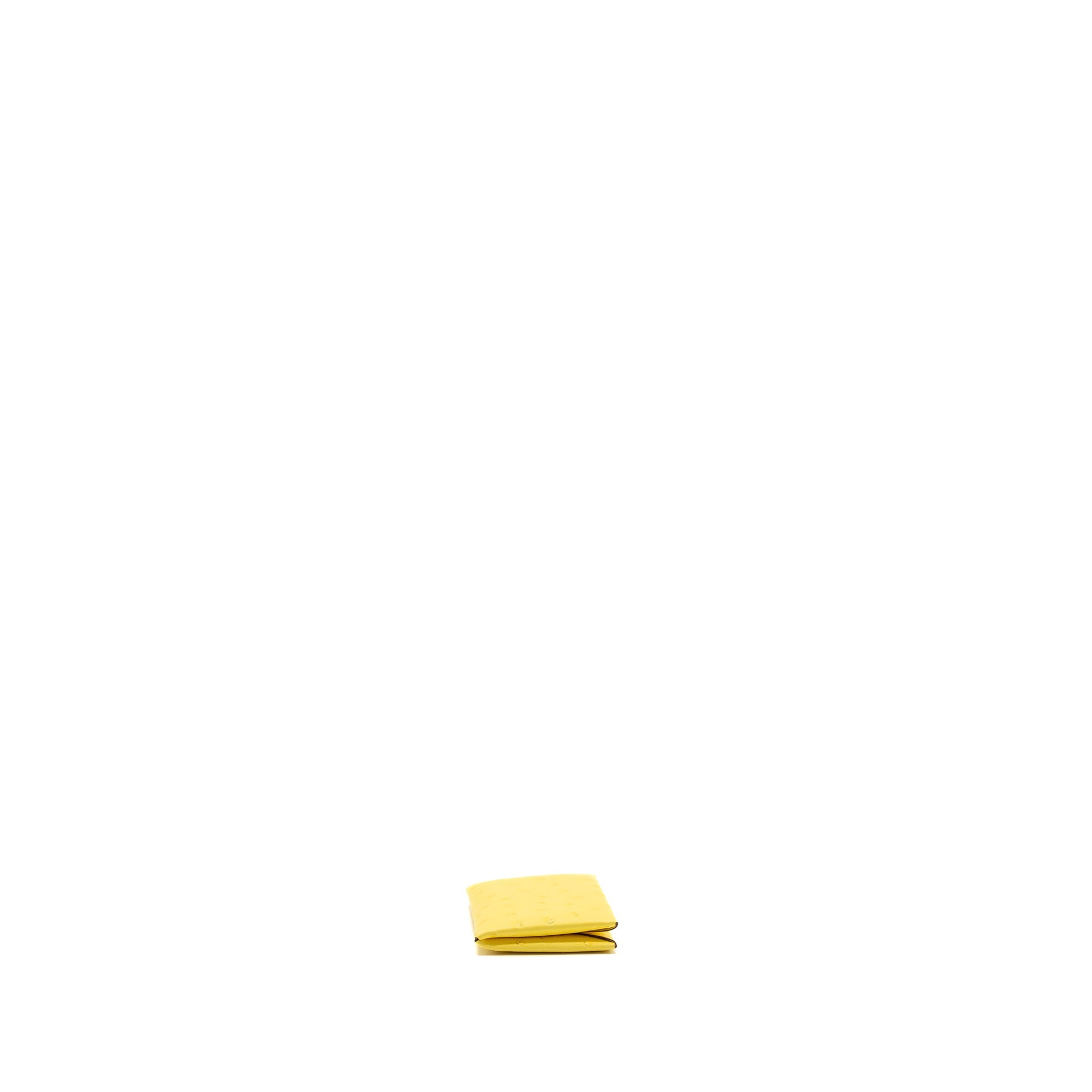 HERMES CALVI CARD HOLDER OSTRICH JAUNE CITRON SHW