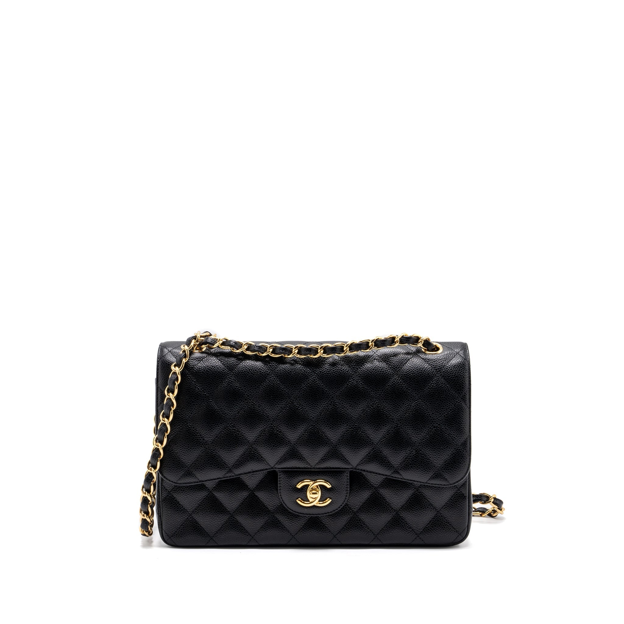 CHANEL CLASSIC JUMBO DOUBLE FLAP BAG CAVIAR BLACK GHW