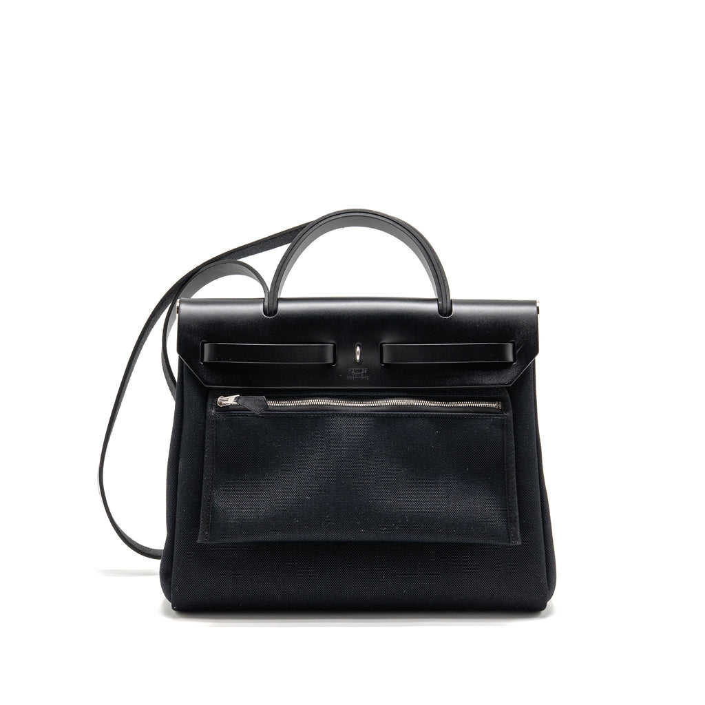 HERMES HERBAG 31 ZIP BAG CANVAS / HUNTER BLACK SHW